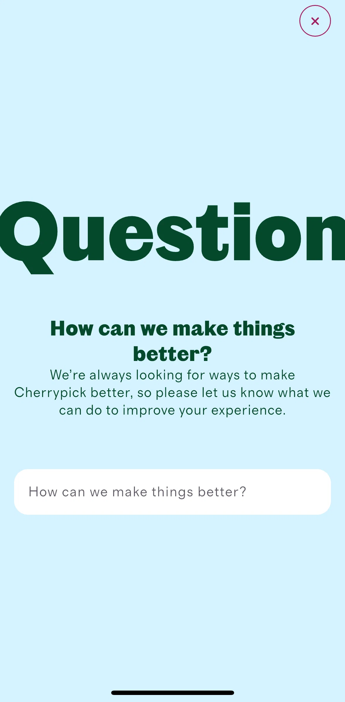 Cherrypick Screen screen in the Giving feedback (purchasing groceries) flow