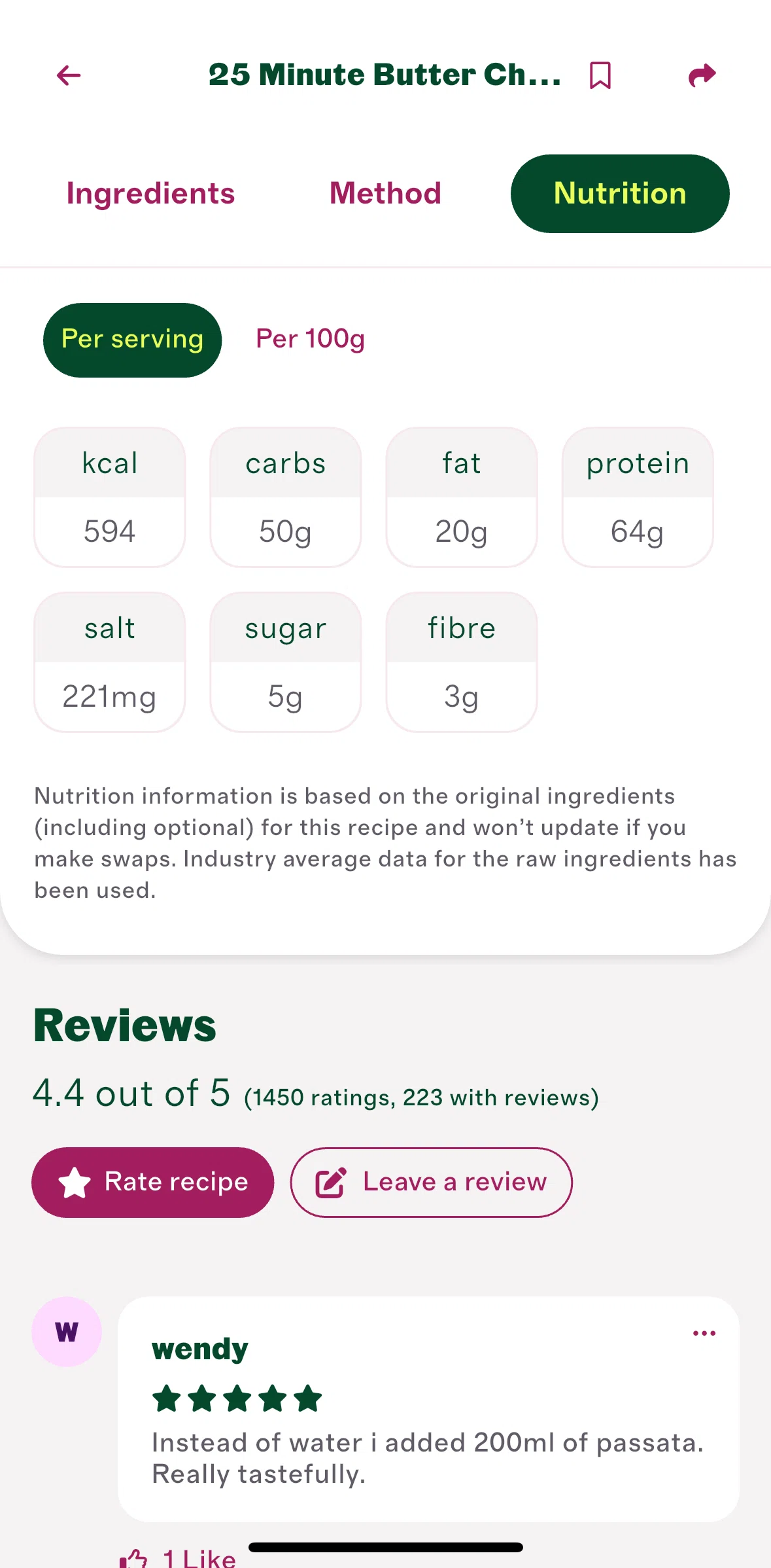 Cherrypick Screen screen in the Nutrition flow