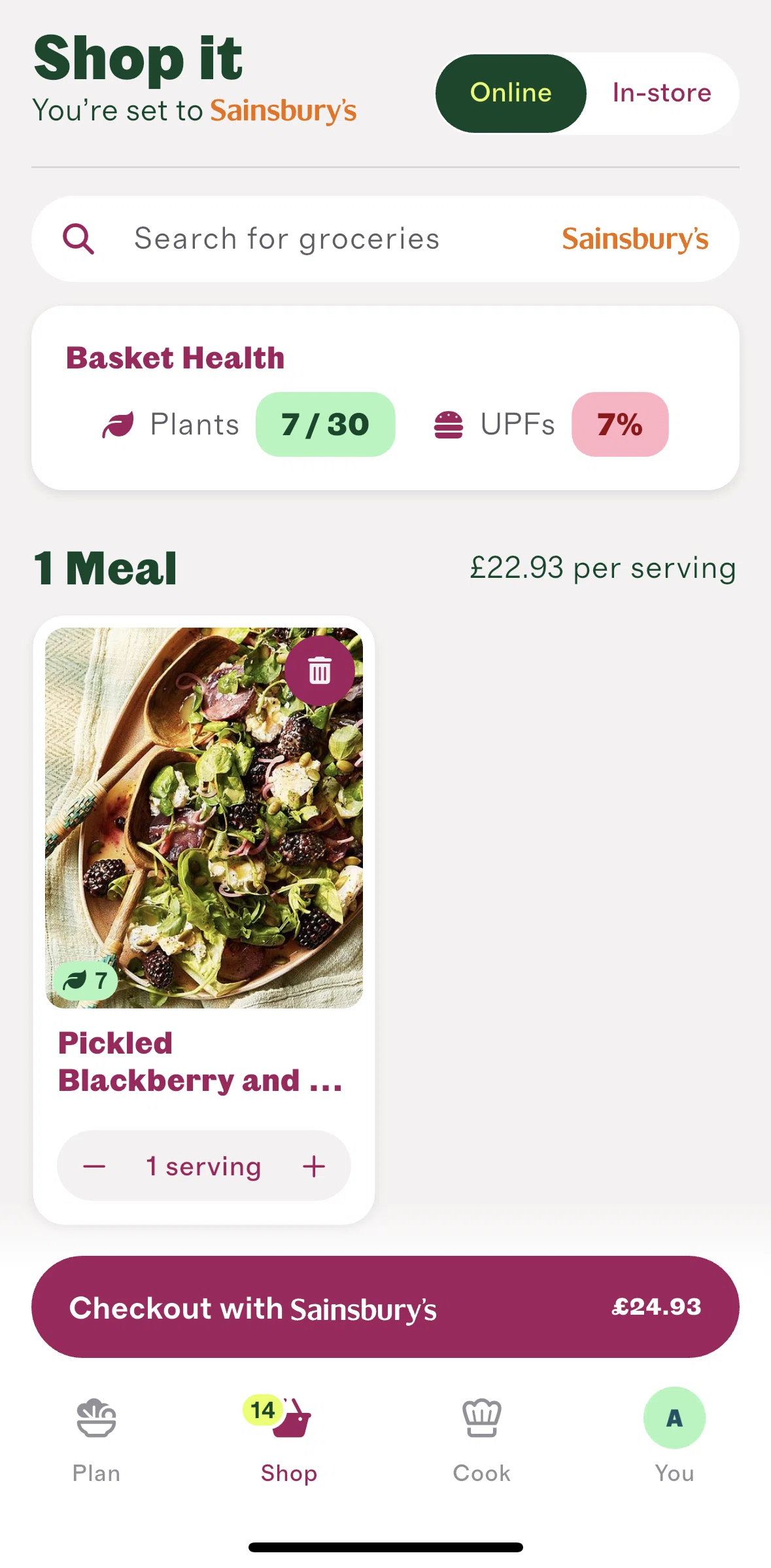 Cherrypick Screen screen in the Purchasing groceries flow