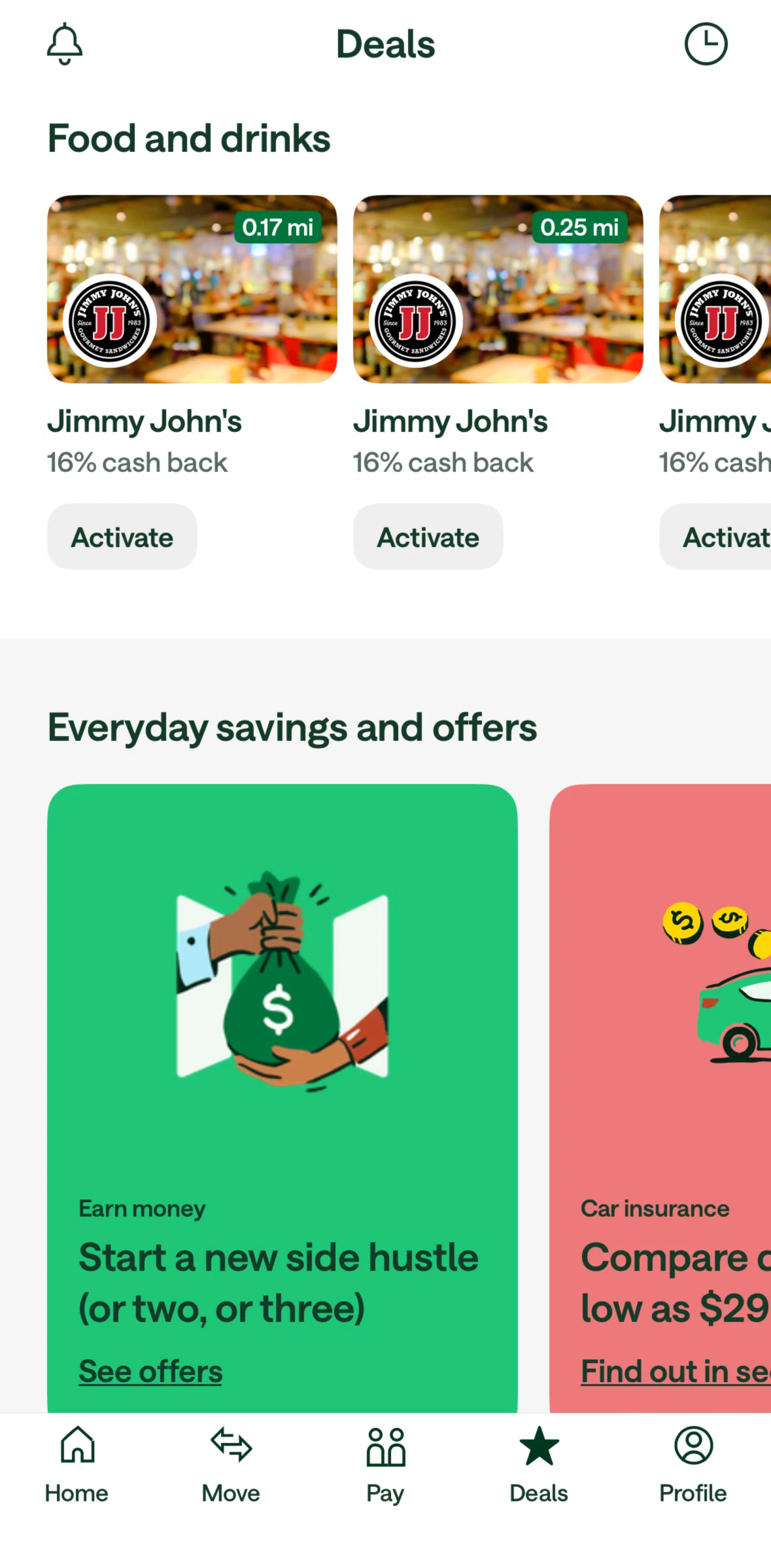 Chime Screen 1 screen in the Activating a deal flow