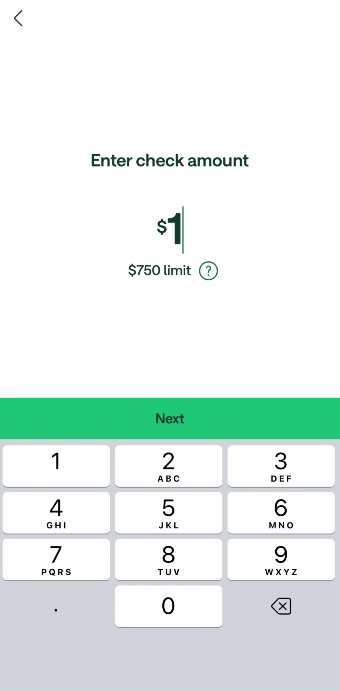 Chime Screen 1 screen in the Deposit limits flow