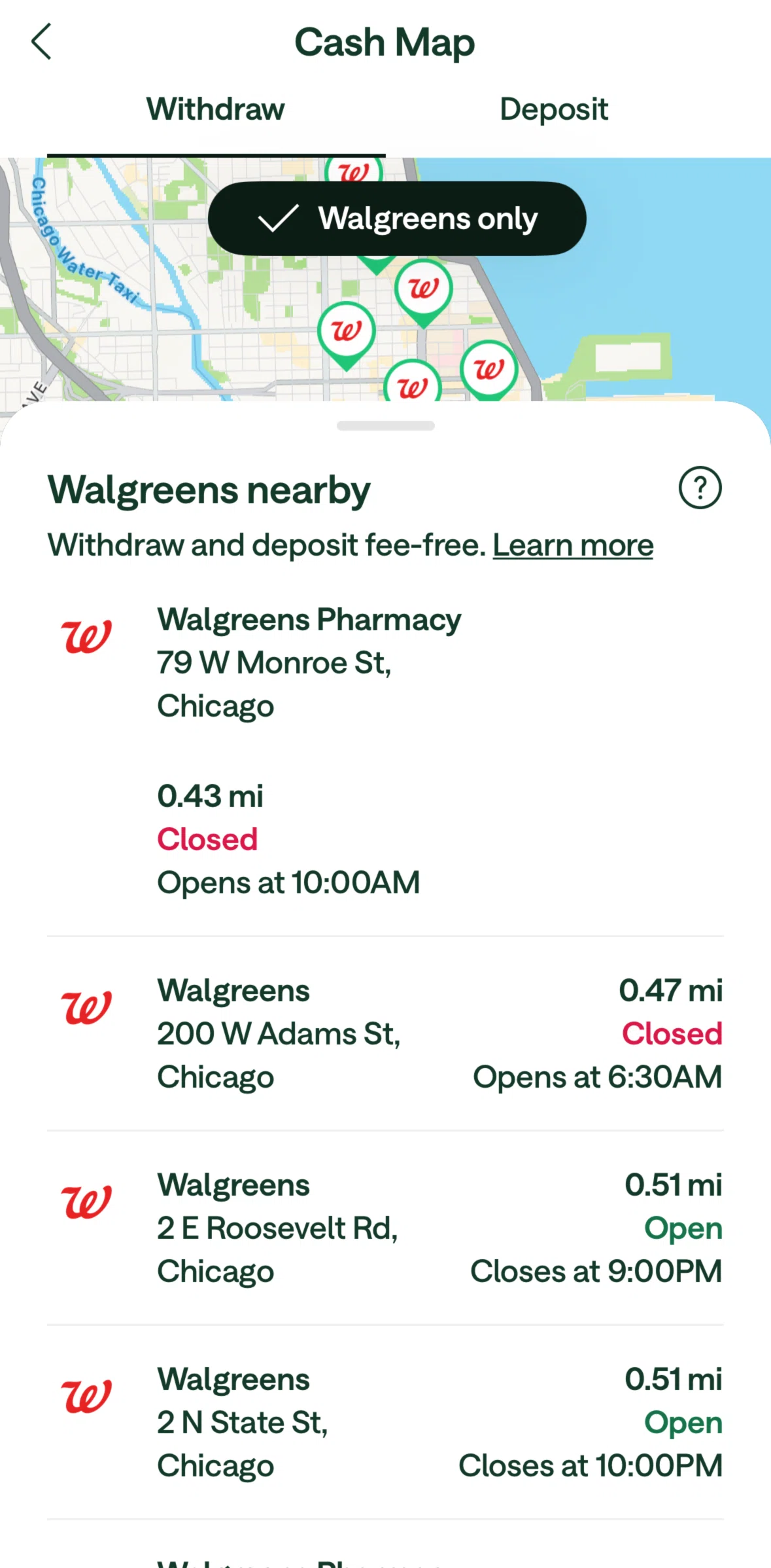 Chime Screen 1 screen in the Fee-free ATMs information flow