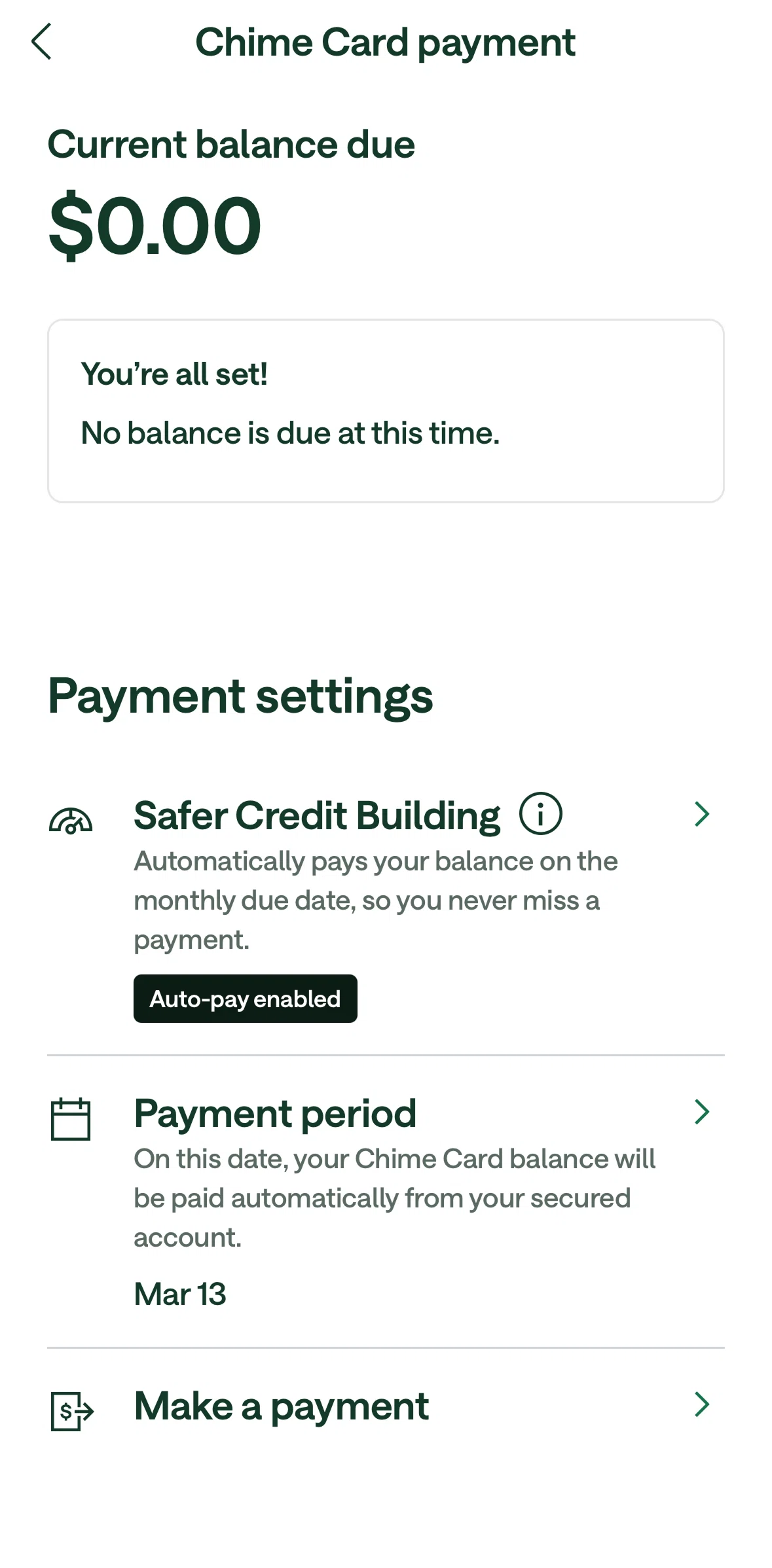 Chime Screen 1 screen in the Pay from another bank flow