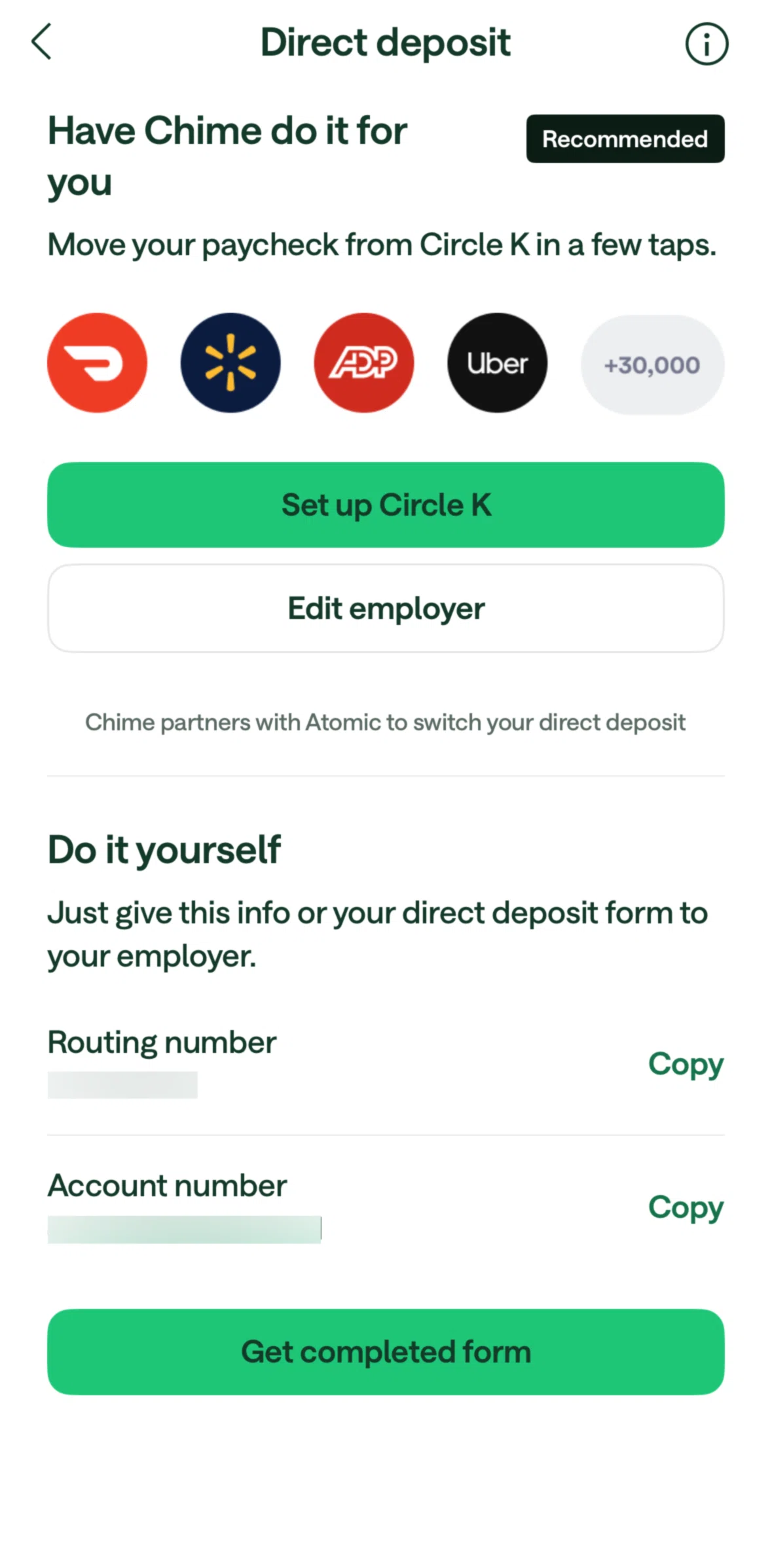 Chime Screen 1 screen in the Requesting a completed form flow