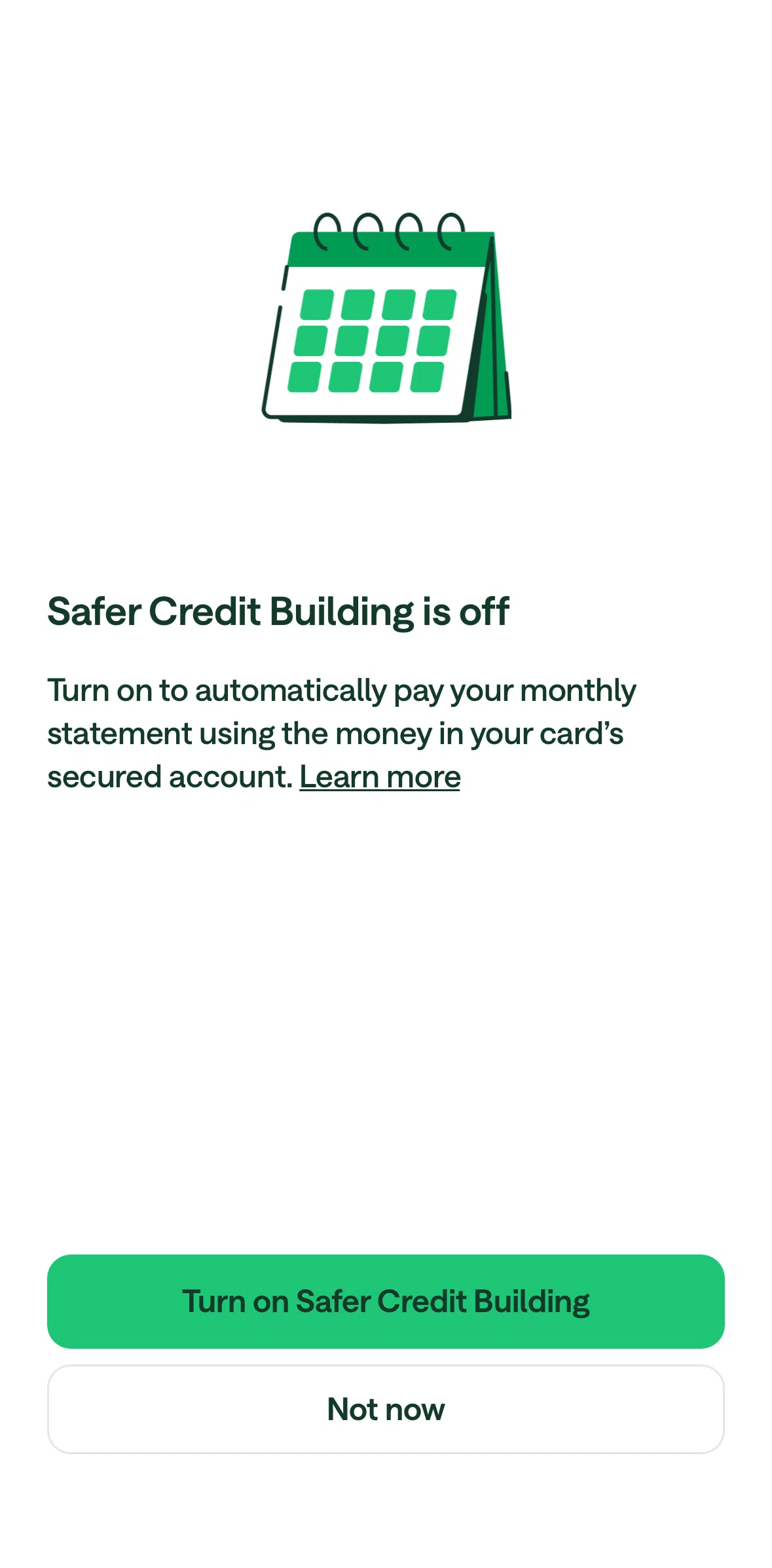 Chime Screen 1 screen in the Safer Credit Building information flow