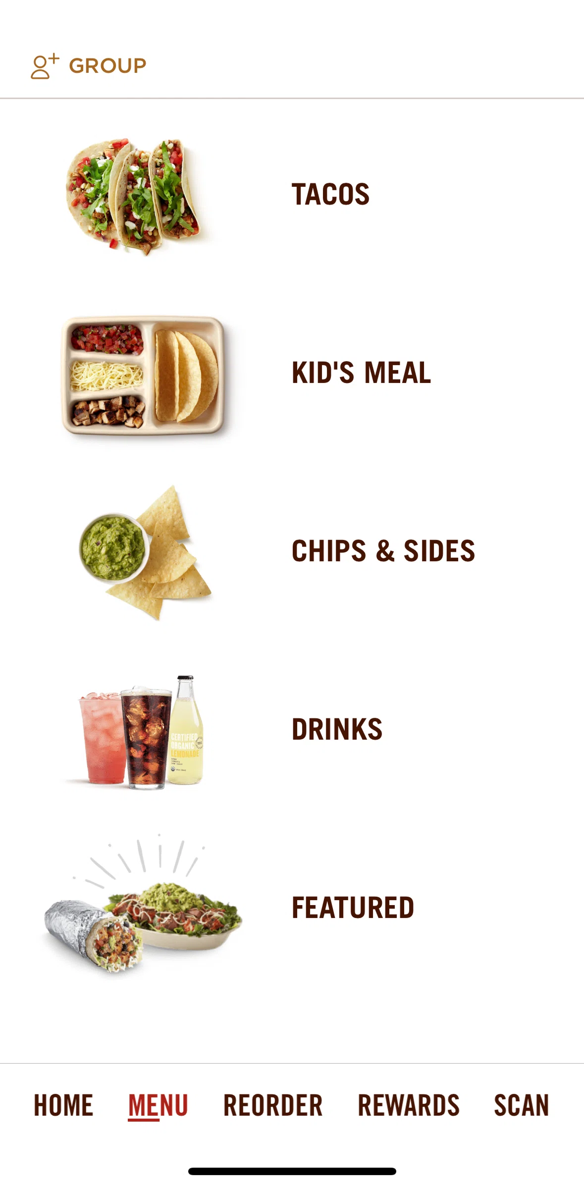 Chipotle Screen screen in the Checking out a product (pickup) flow