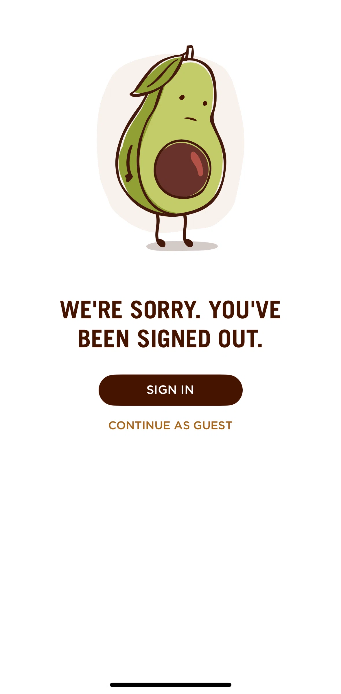 Chipotle Screen screen in the Logging In flow