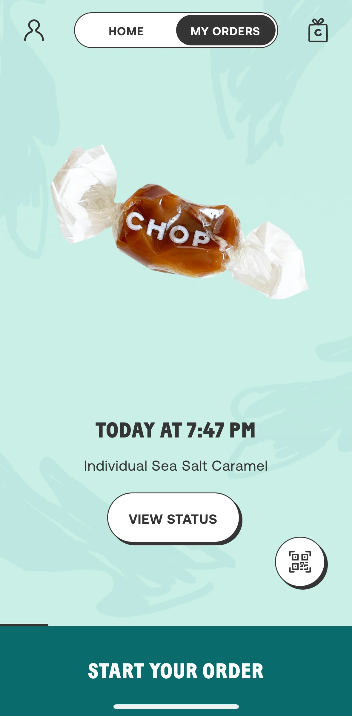 CHOPT Screen screen in the Order status flow