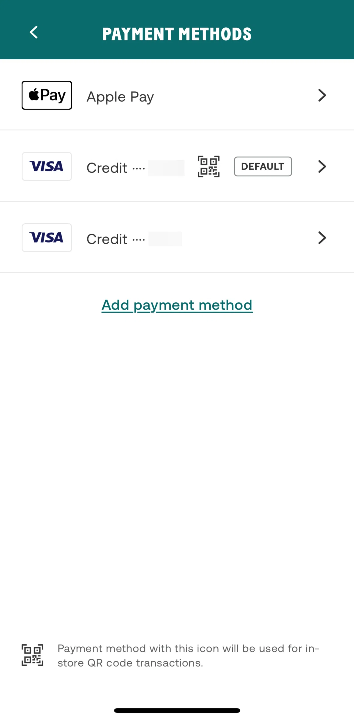 CHOPT Screen screen in the Payment details flow