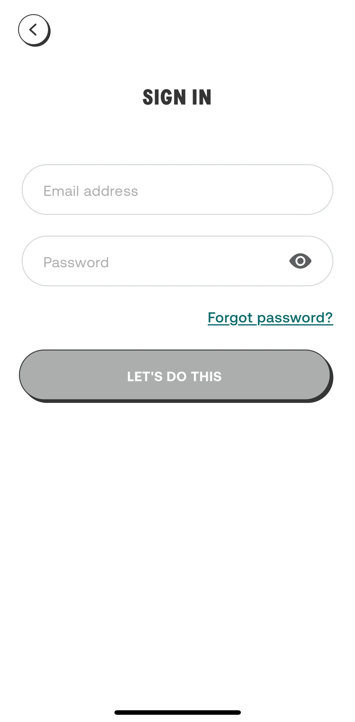 CHOPT Screen screen in the Resetting password flow