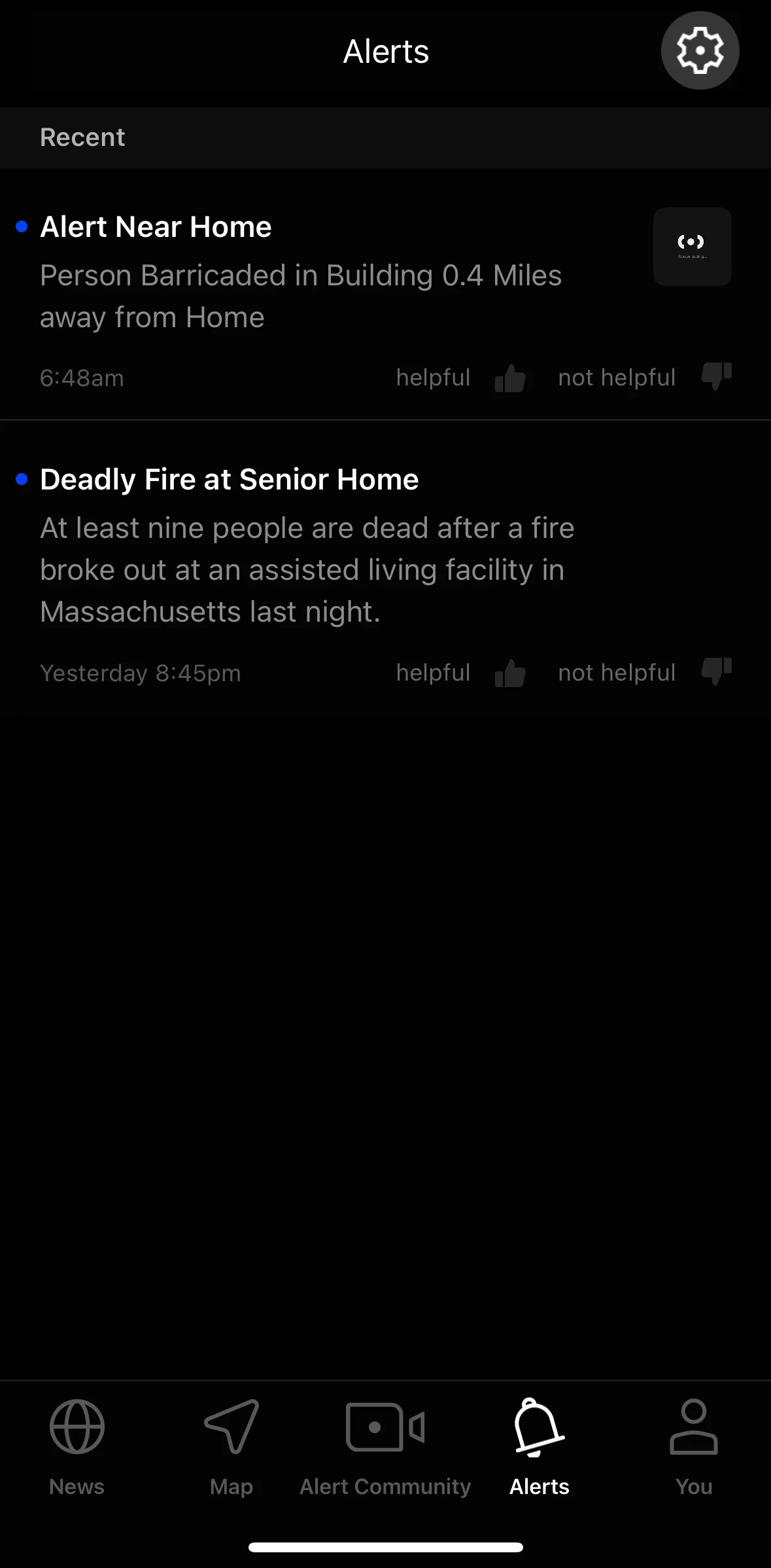 Citizen Screen screen in the Marking an alert as helpful flow