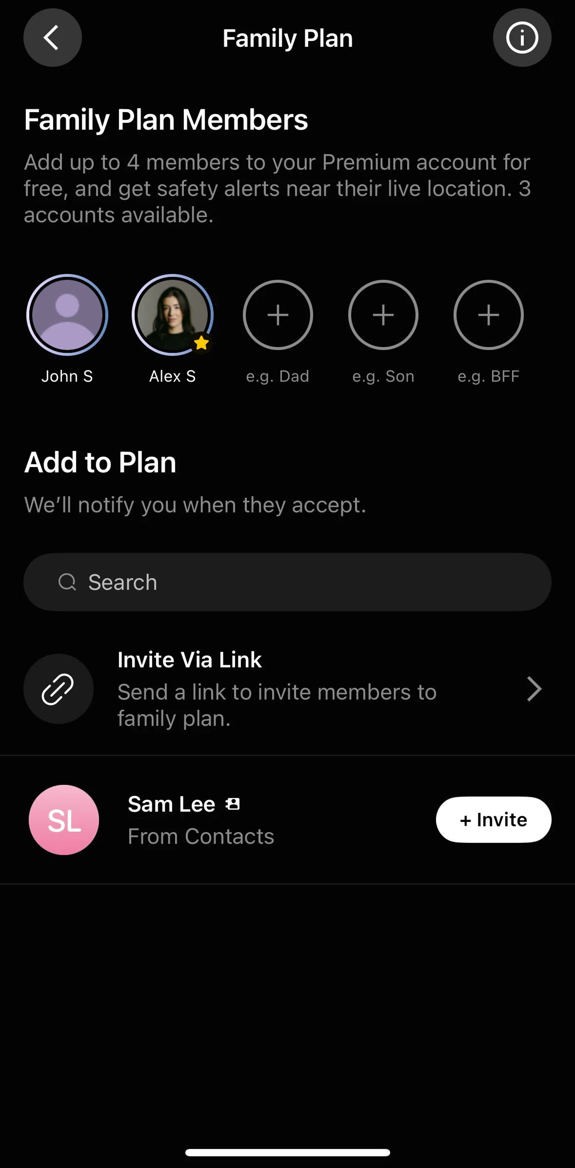 Citizen Screen screen in the Removing a member flow