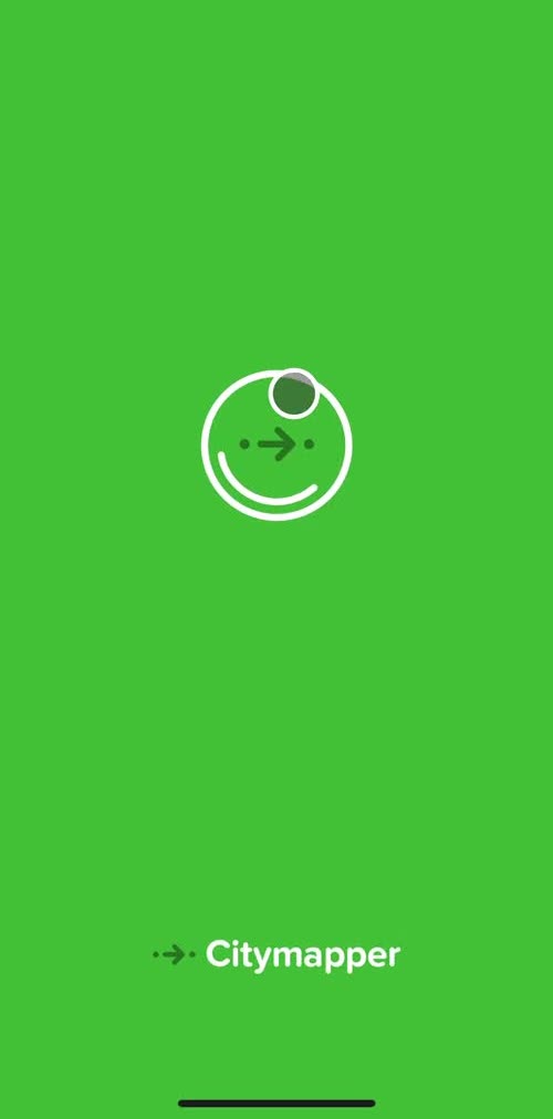 Citymapper Splash screen screen in the Onboarding flow