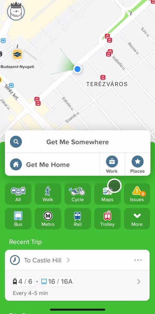 Citymapper Home screen in the Planning A Trip flow