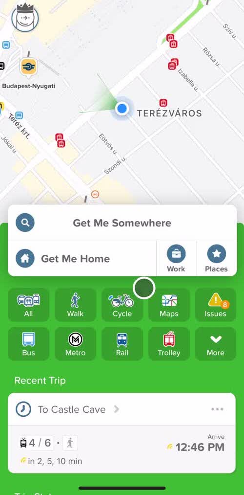 Citymapper Home screen in the Saving flow