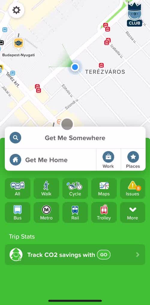 Citymapper Home screen in the Signing Up flow