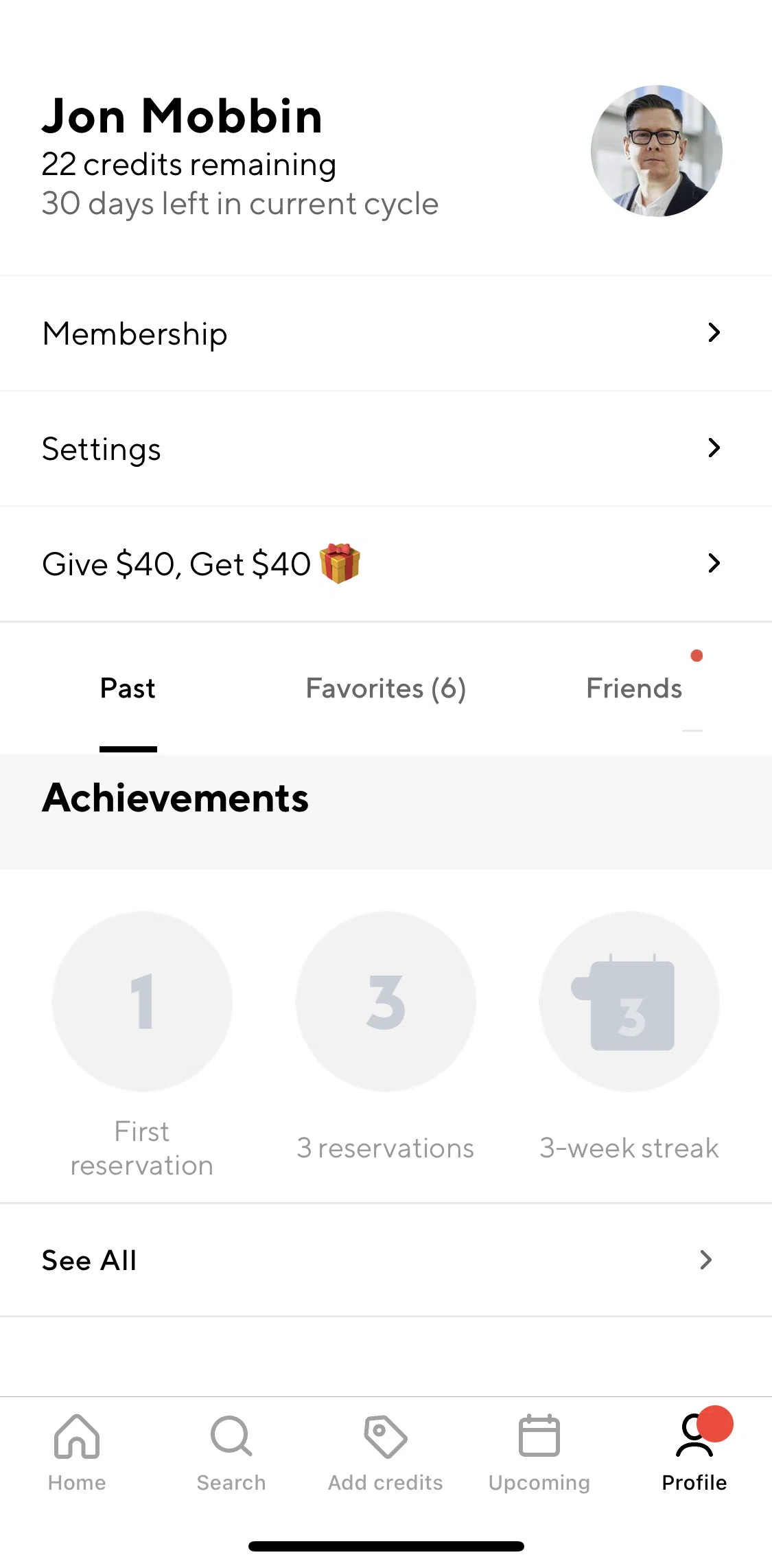 ClassPass Screen screen in the Membership flow