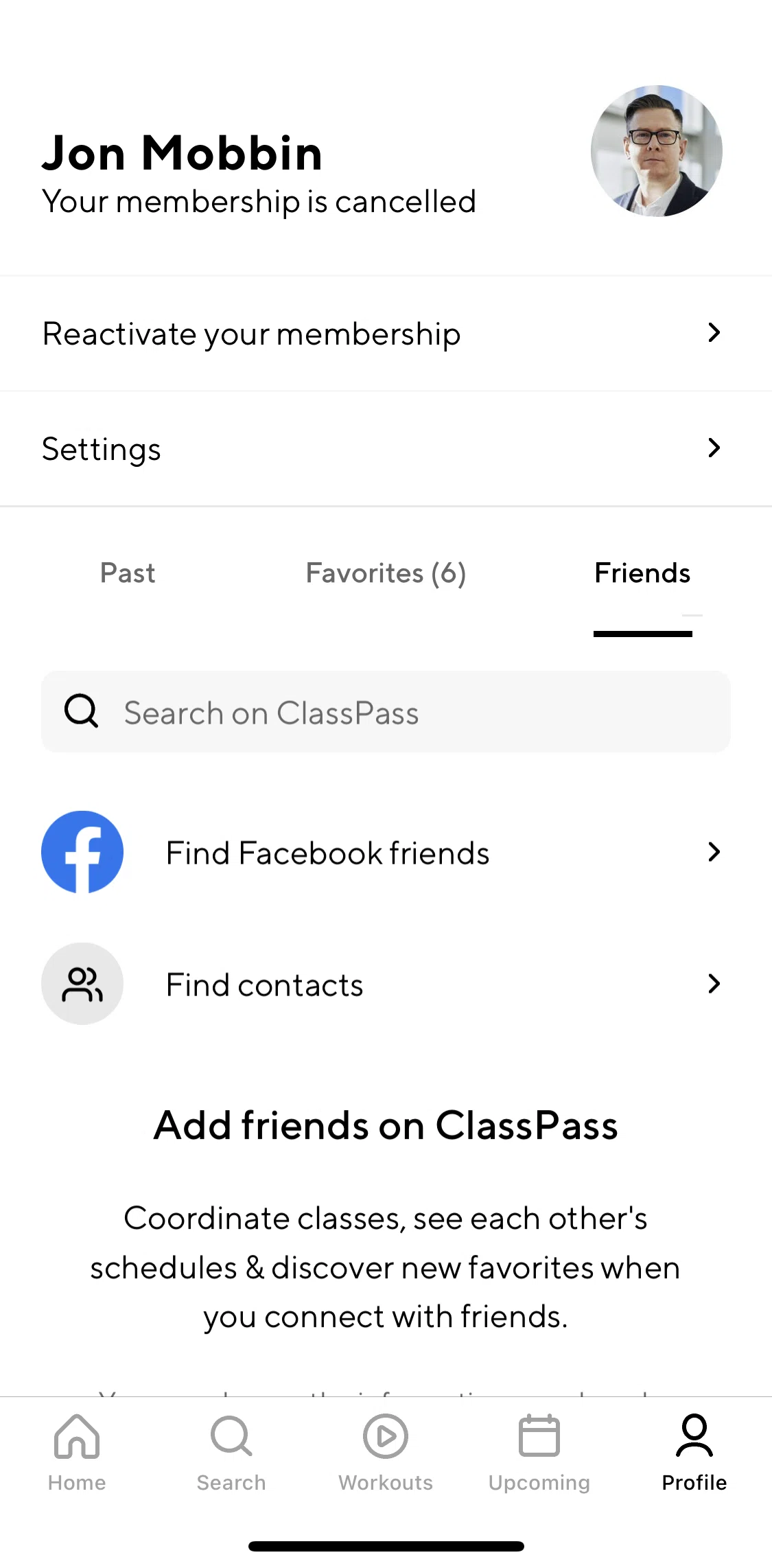 ClassPass Screen screen in the Searching on ClassPass flow