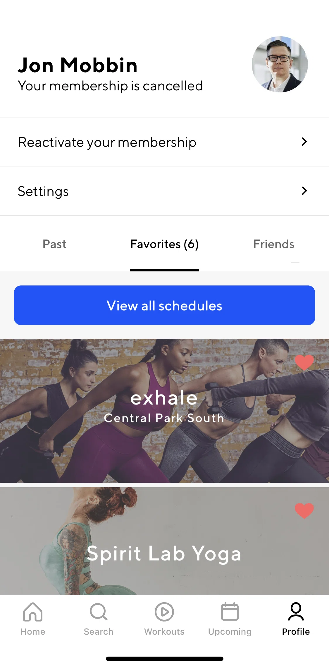 ClassPass Screen screen in the Settings flow