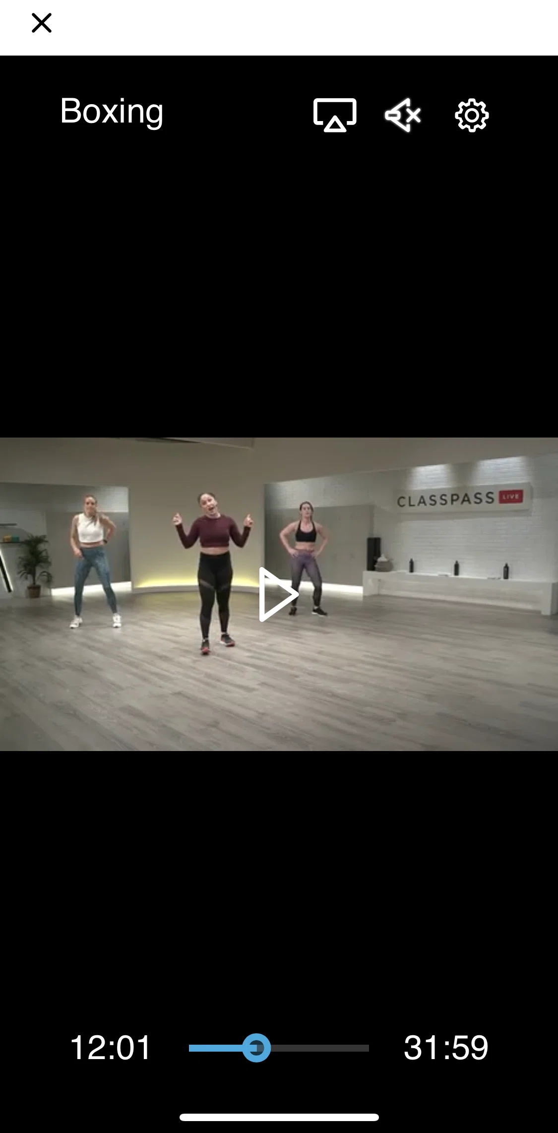 ClassPass Screen screen in the Turning on subtitles flow