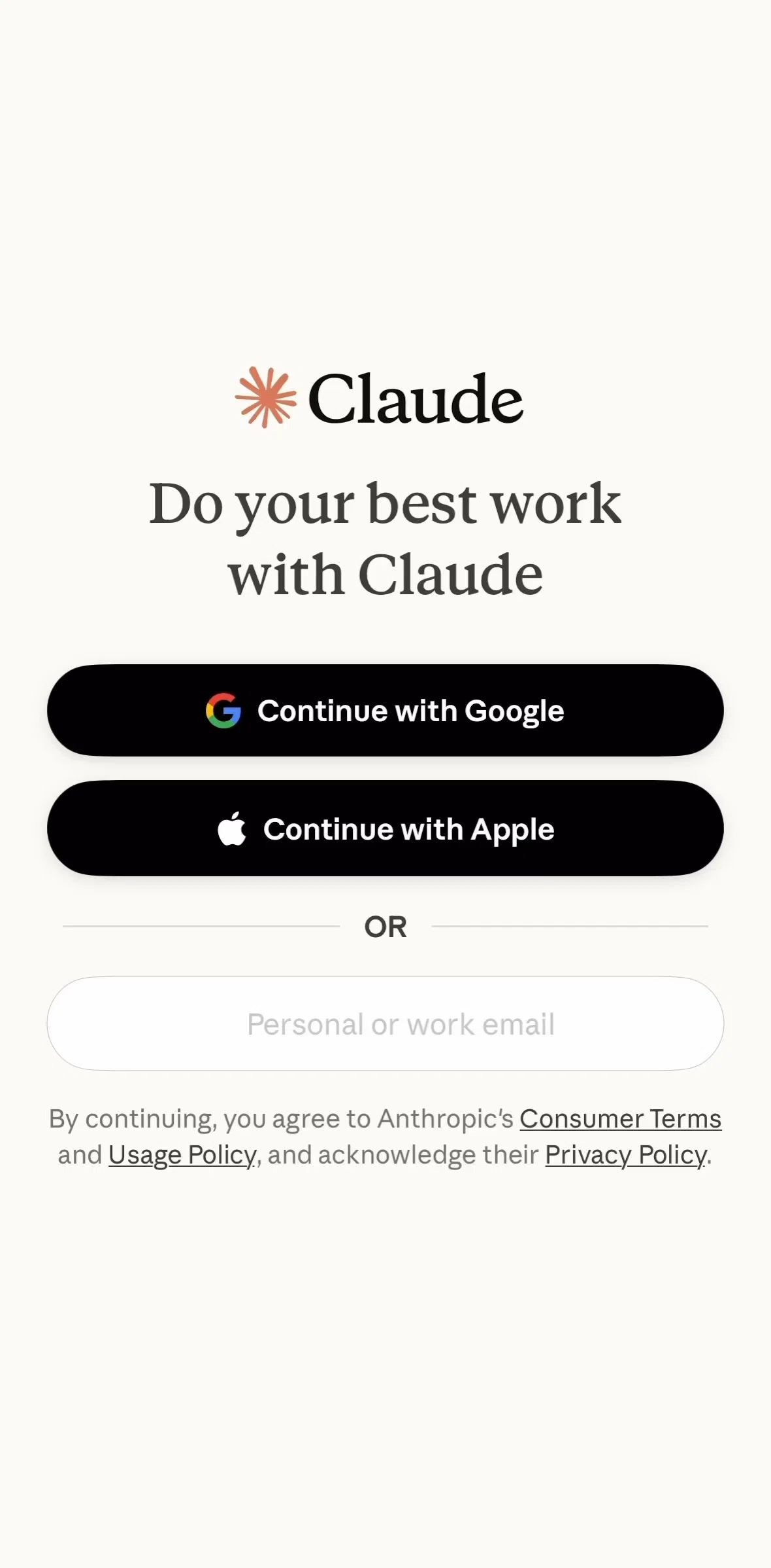 Claude Screen screen in the Onboarding flow