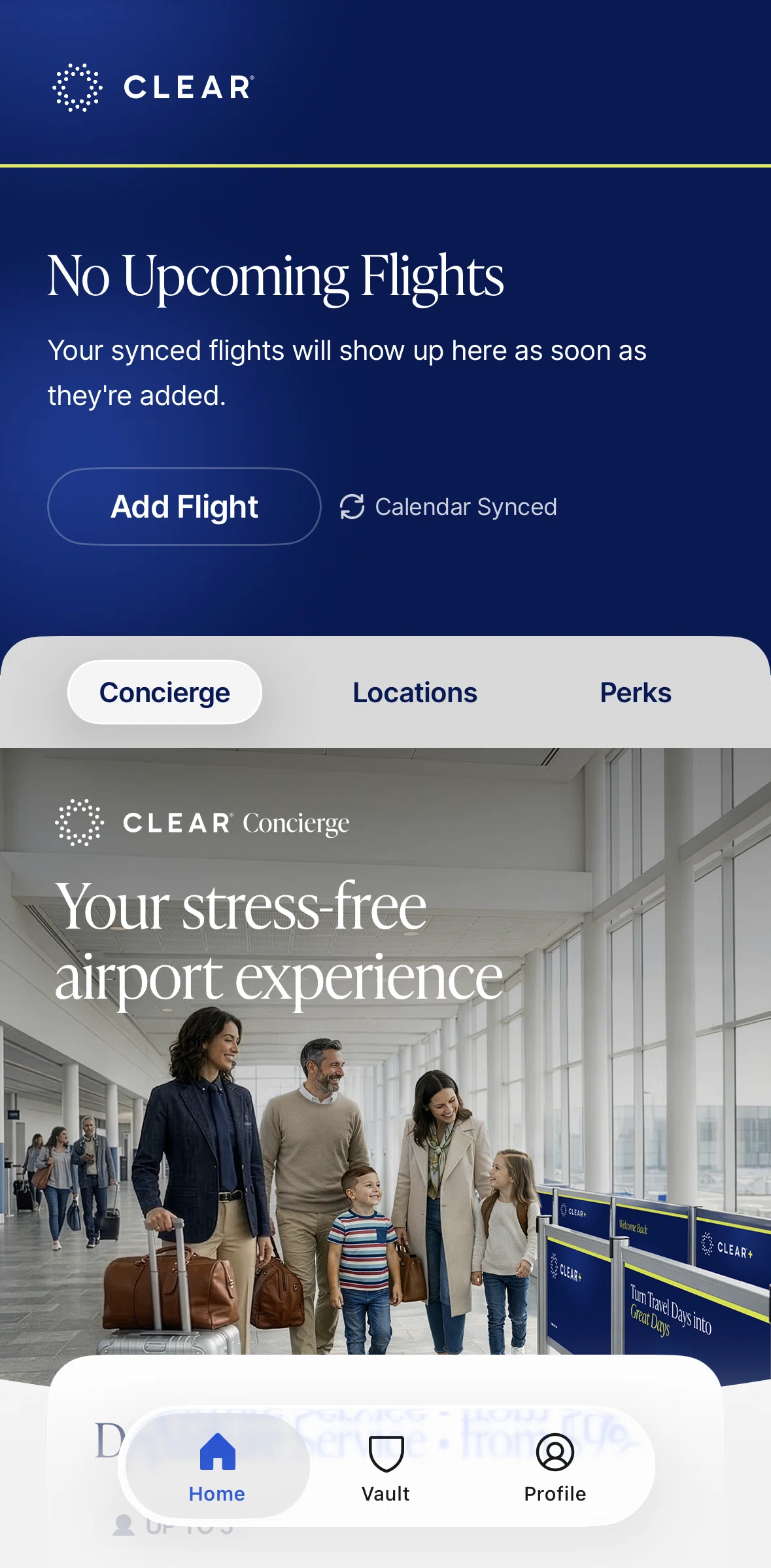 CLEAR Screen screen in the Adding a flight flow