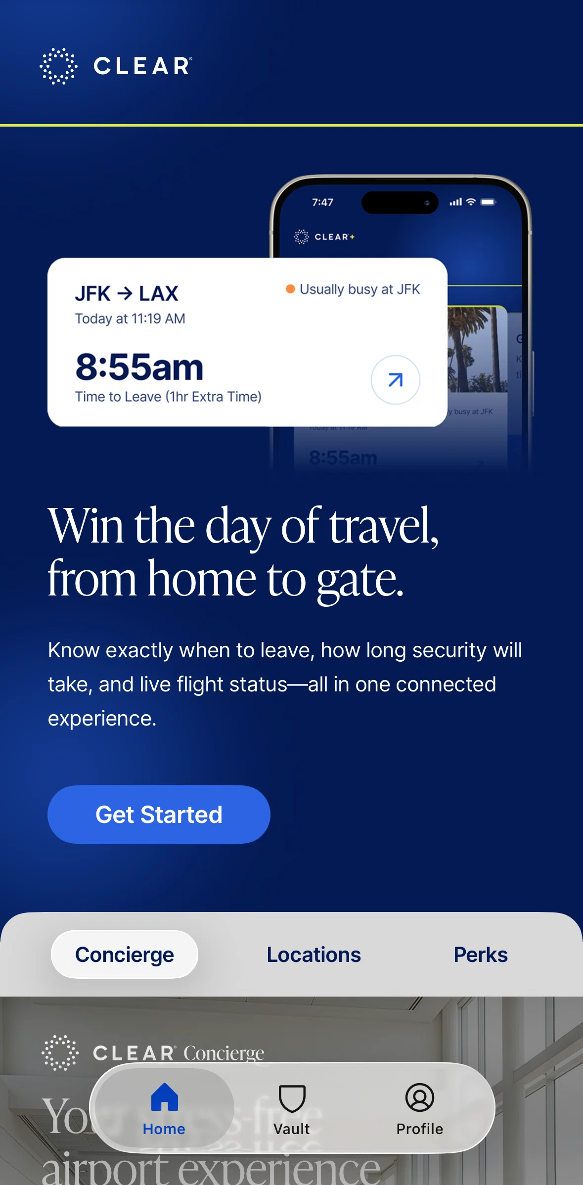 CLEAR Screen screen in the Home flow