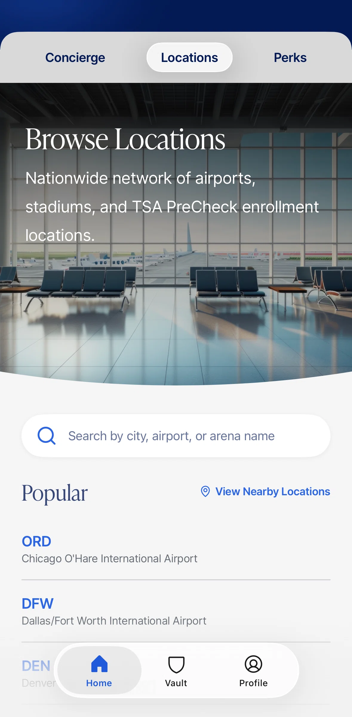 CLEAR Screen screen in the Locations flow
