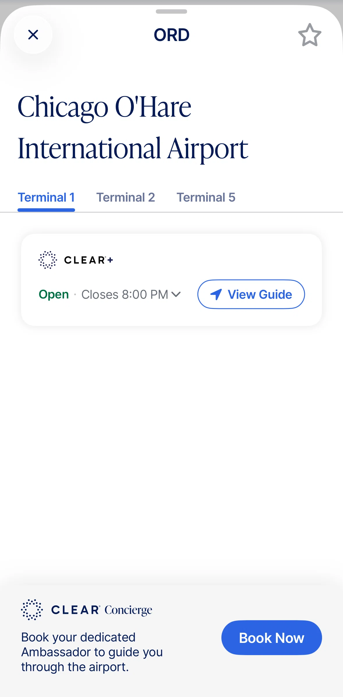 CLEAR Screen screen in the Terminal guide flow