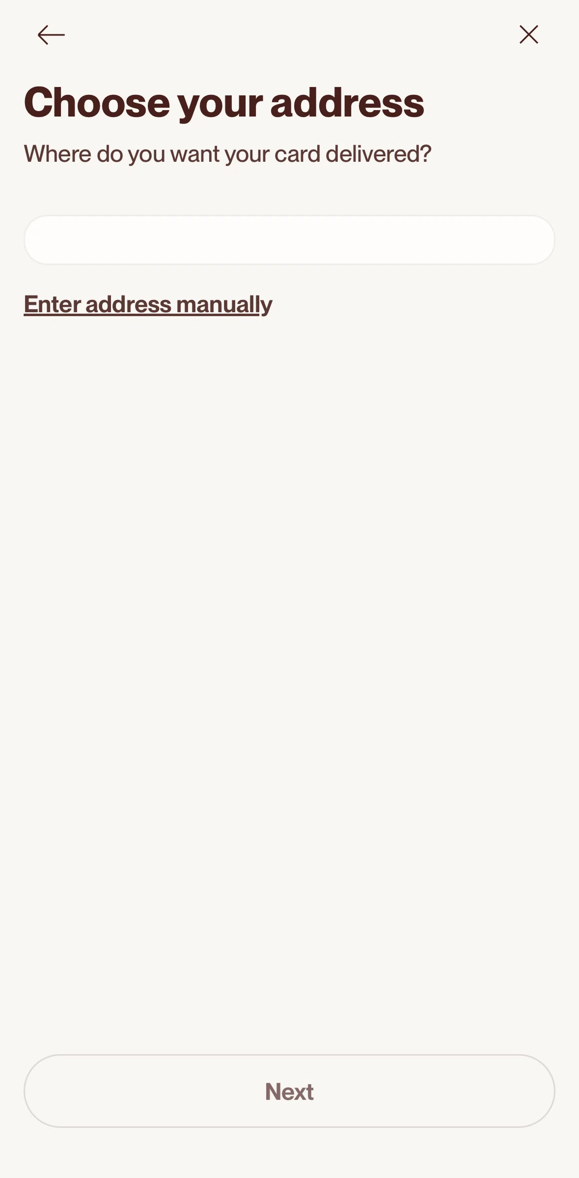 Cleo AI Screen screen in the Adding an address flow