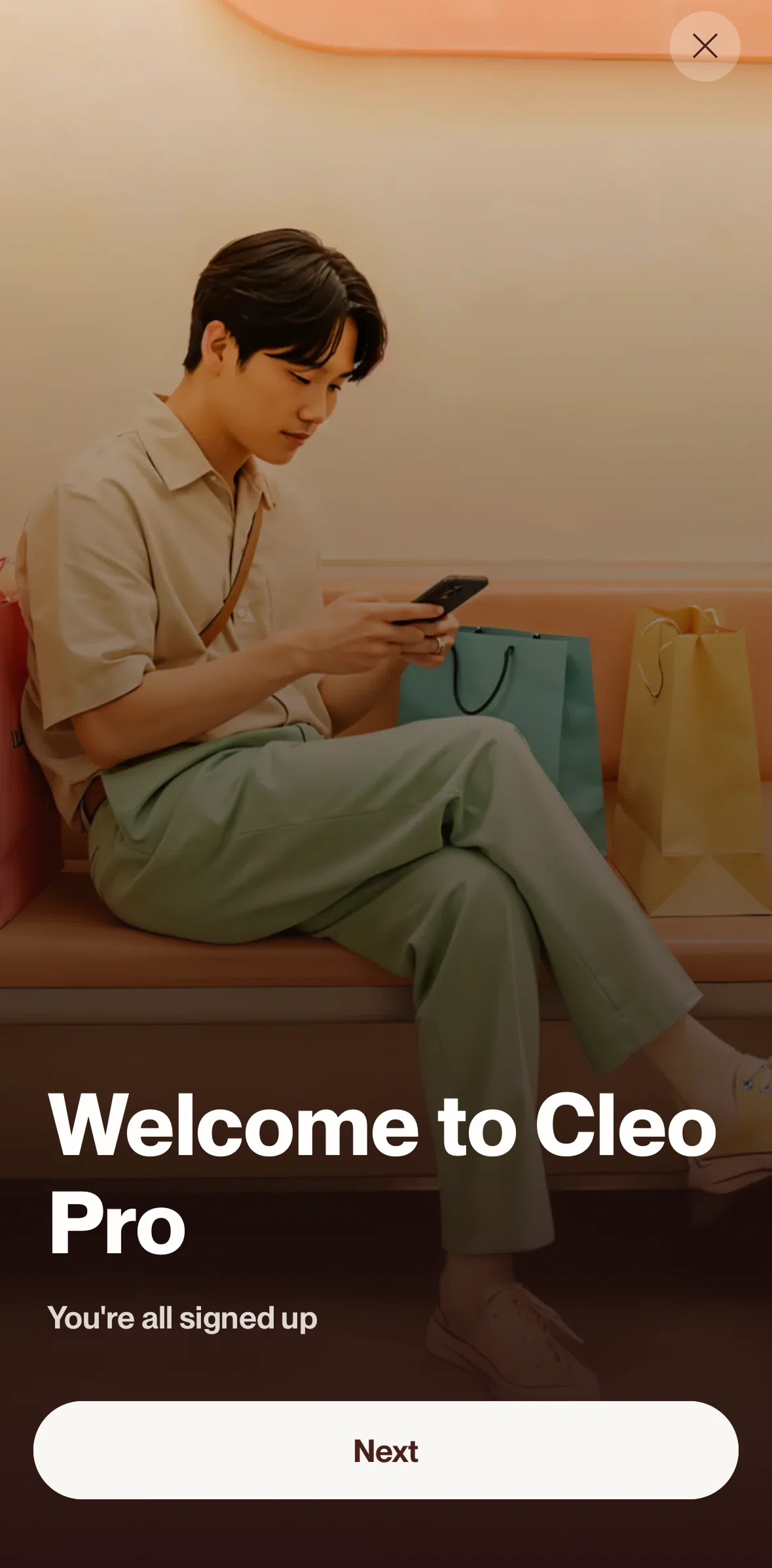 Cleo AI Screen screen in the Choosing a billing date flow