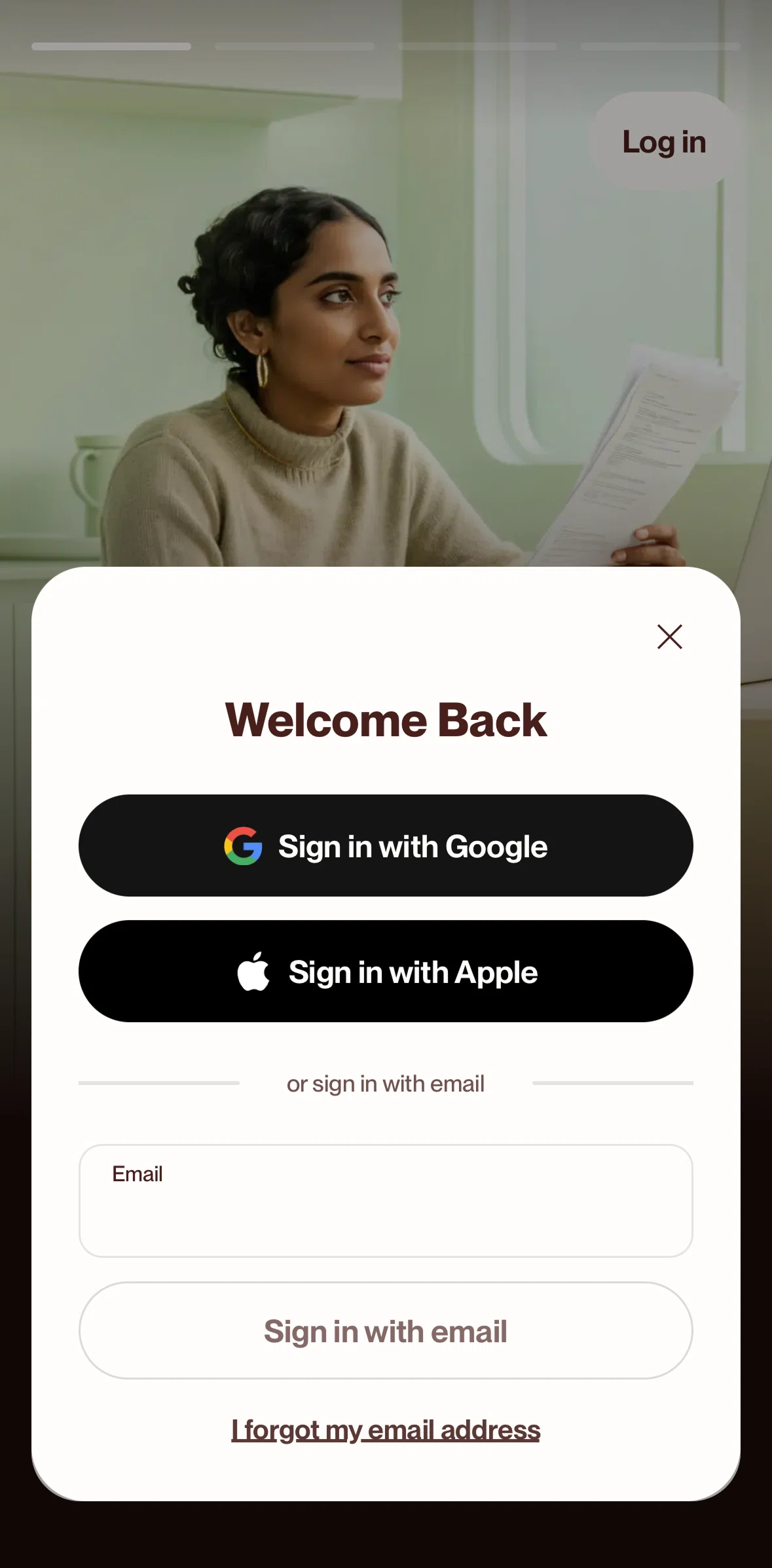 Cleo AI Screen screen in the Logging in (forgot email address) flow