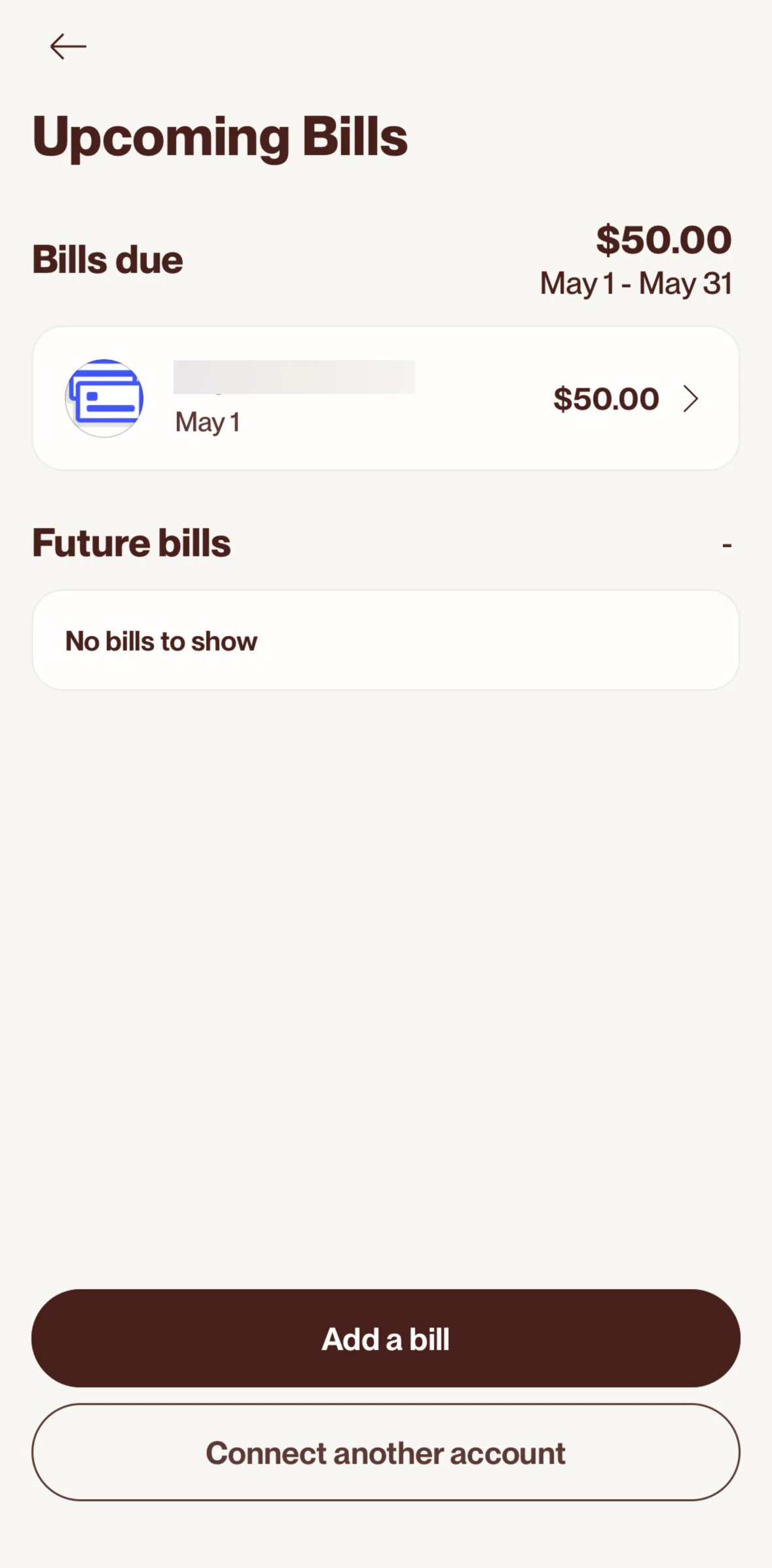 Cleo AI Screen screen in the Removing a bill flow