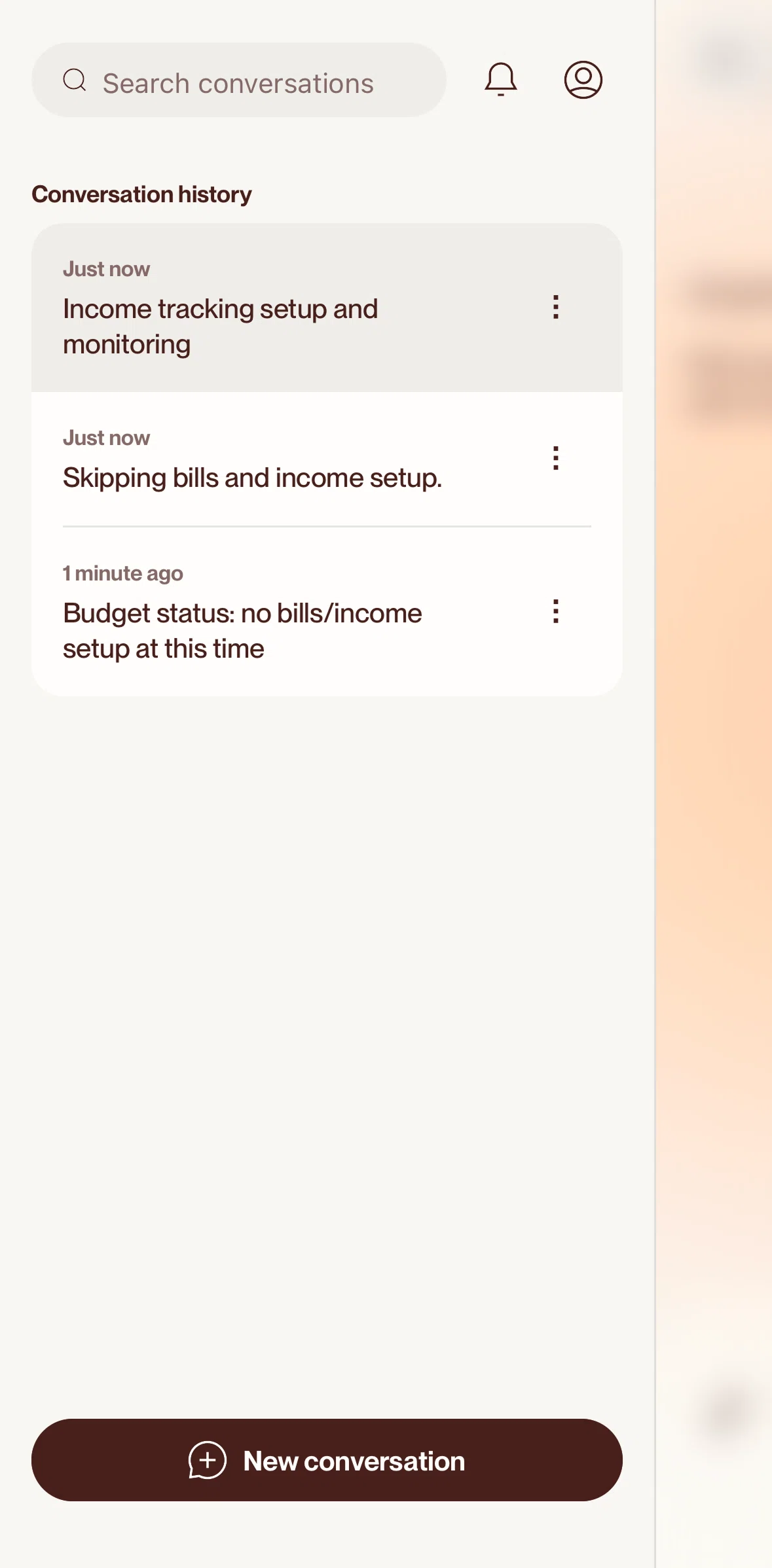 Cleo AI Screen screen in the Searching a conversation flow