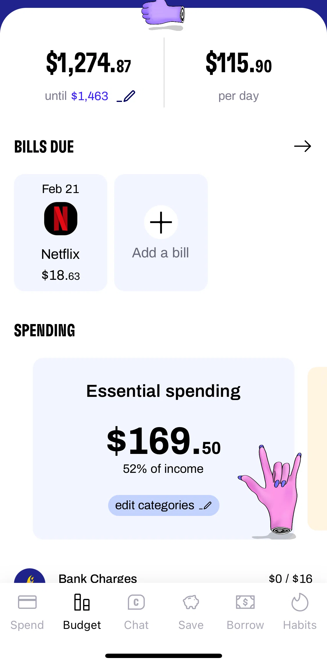 Cleo Screen screen in the Edit categories flow