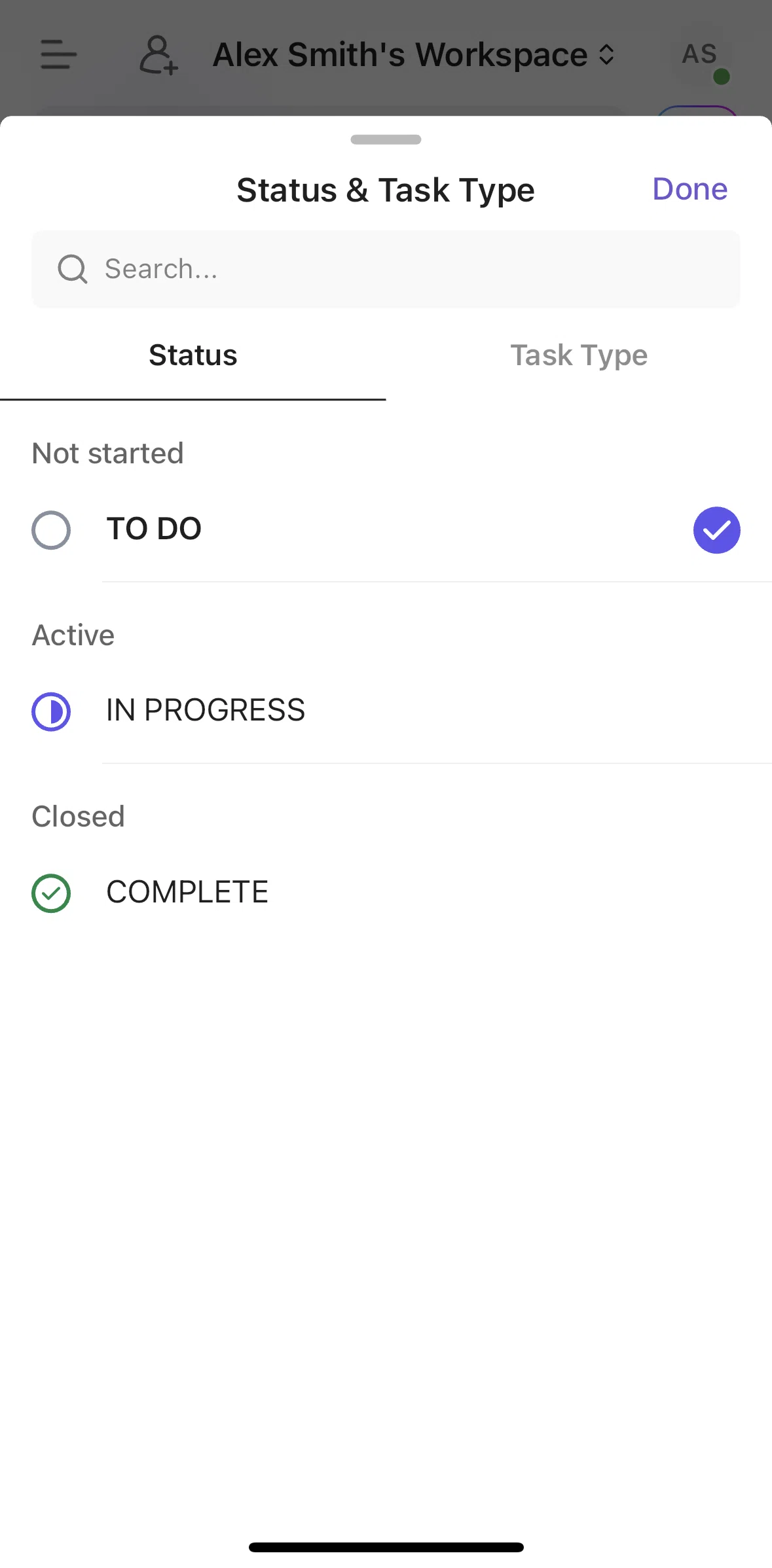 Click Up Screen 1 screen in the Editing task type flow