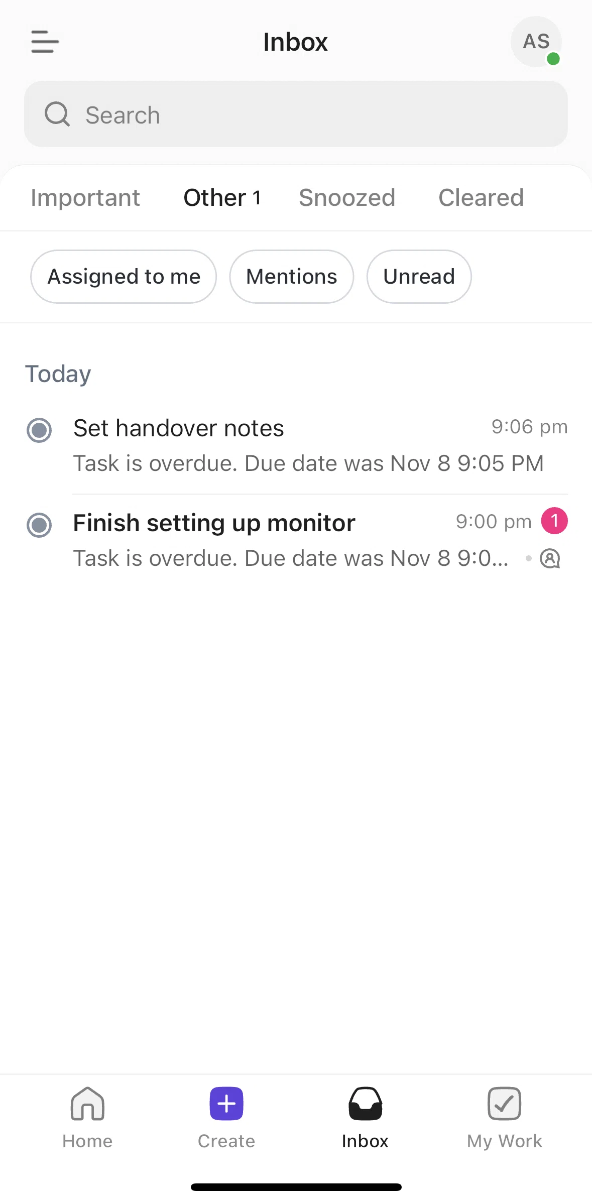 Click Up Screen 1 screen in the Filtering inbox flow