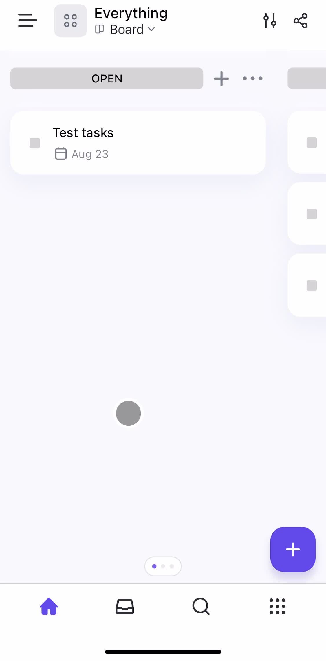 Click Up Kanban board screen in the General Browsing flow