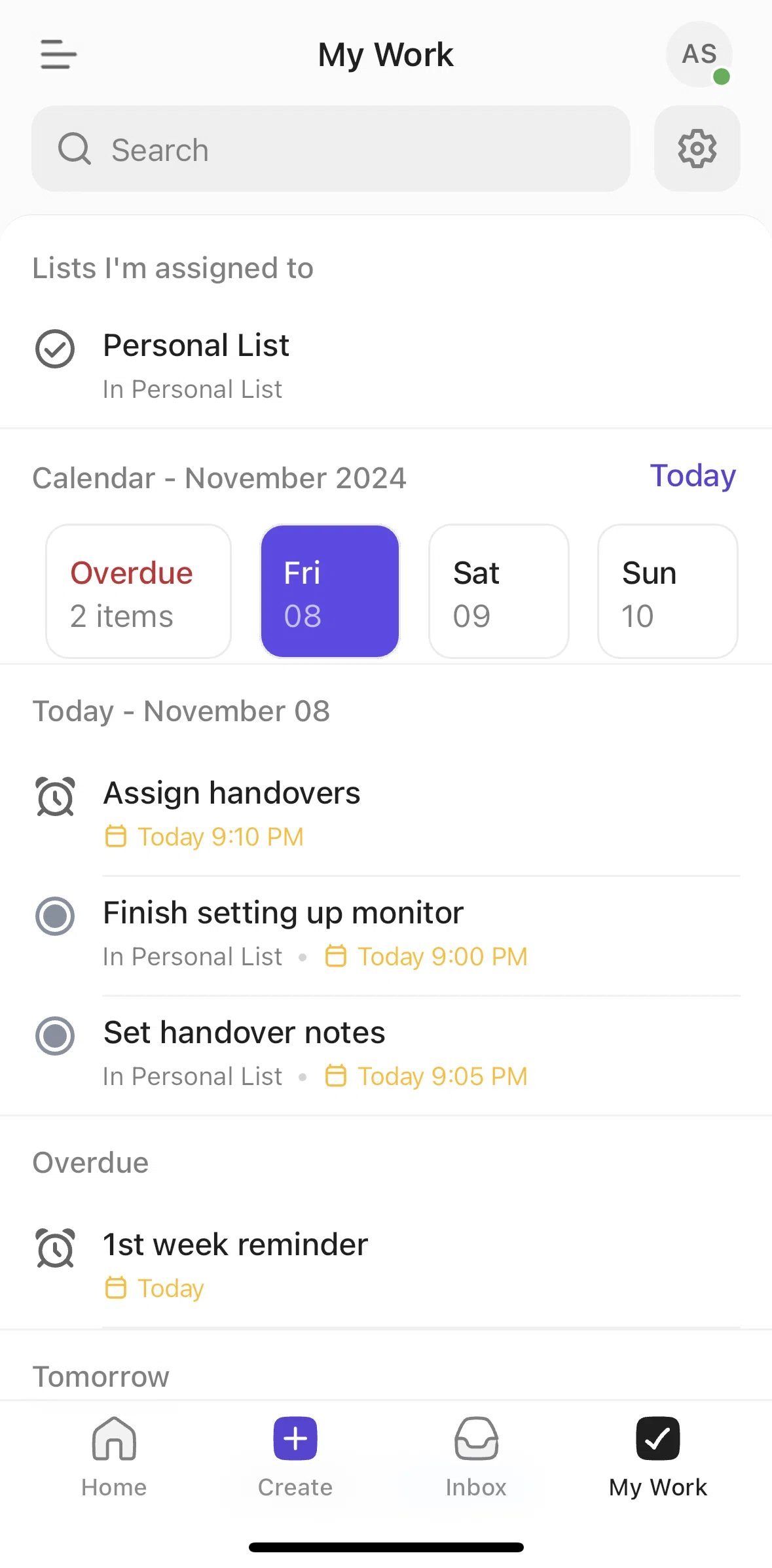Click Up Screen 1 screen in the View a reminder flow
