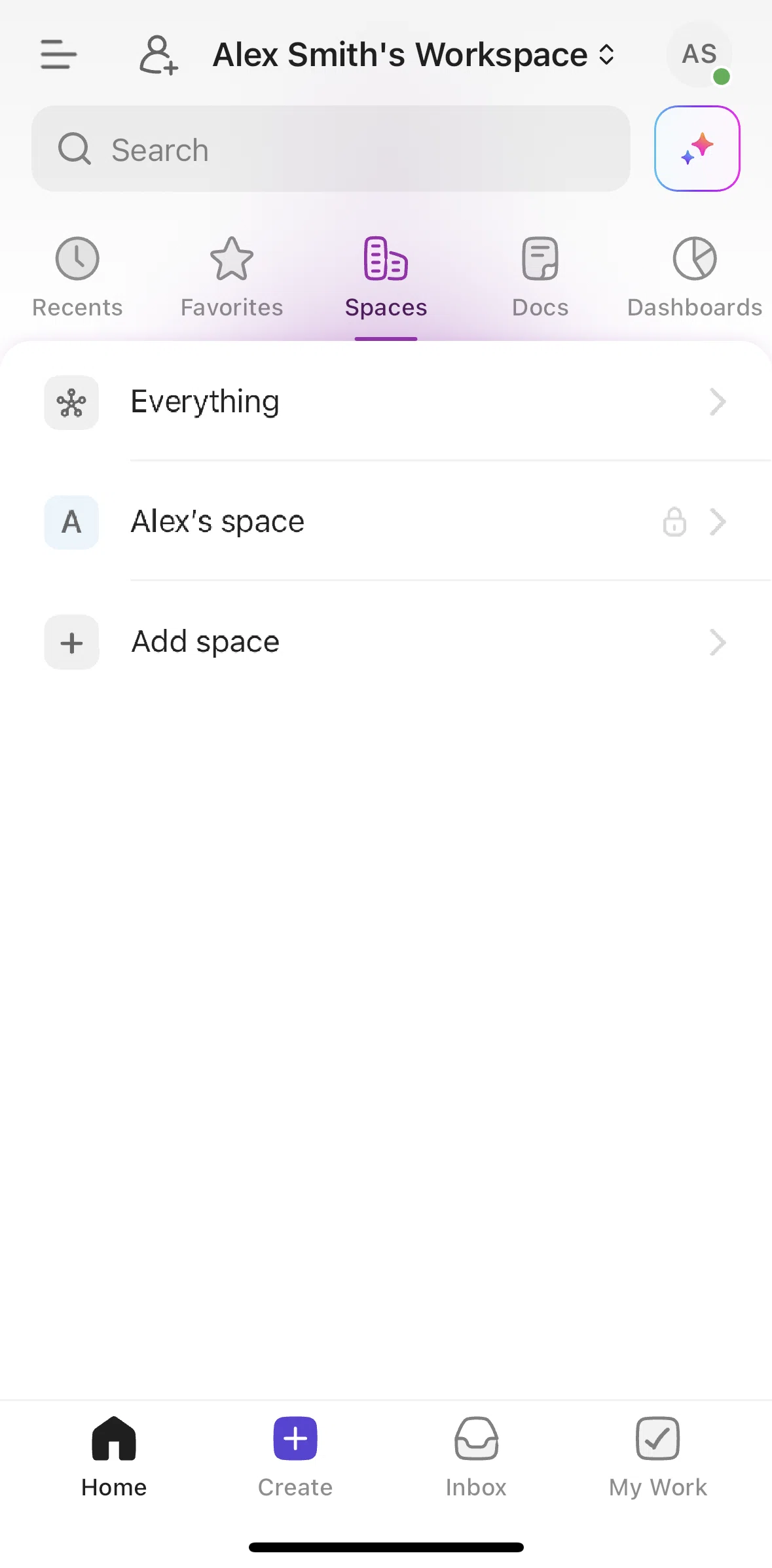Click Up Screen 1 screen in the View a space flow