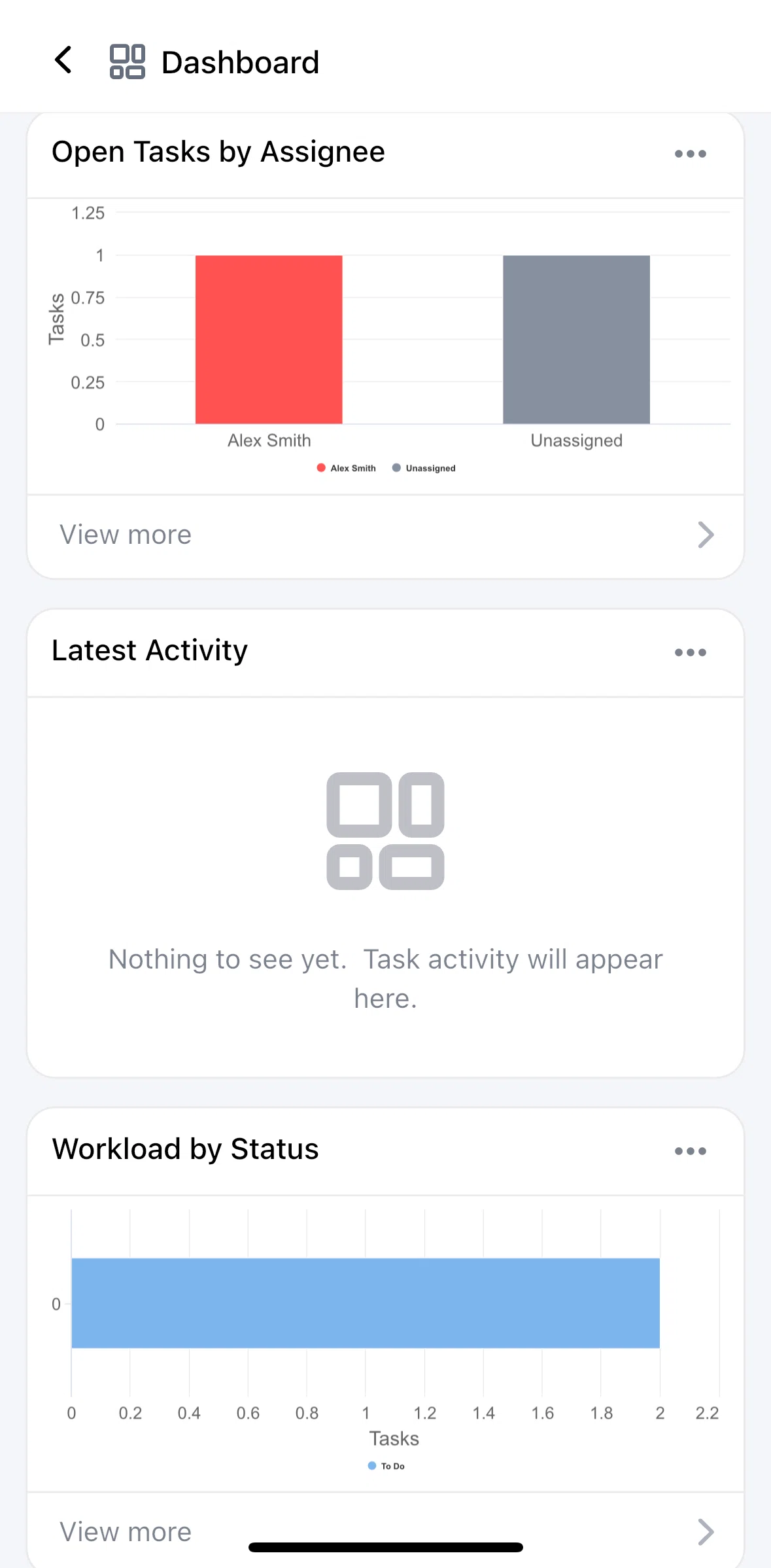 Click Up Screen 1 screen in the View a widget flow