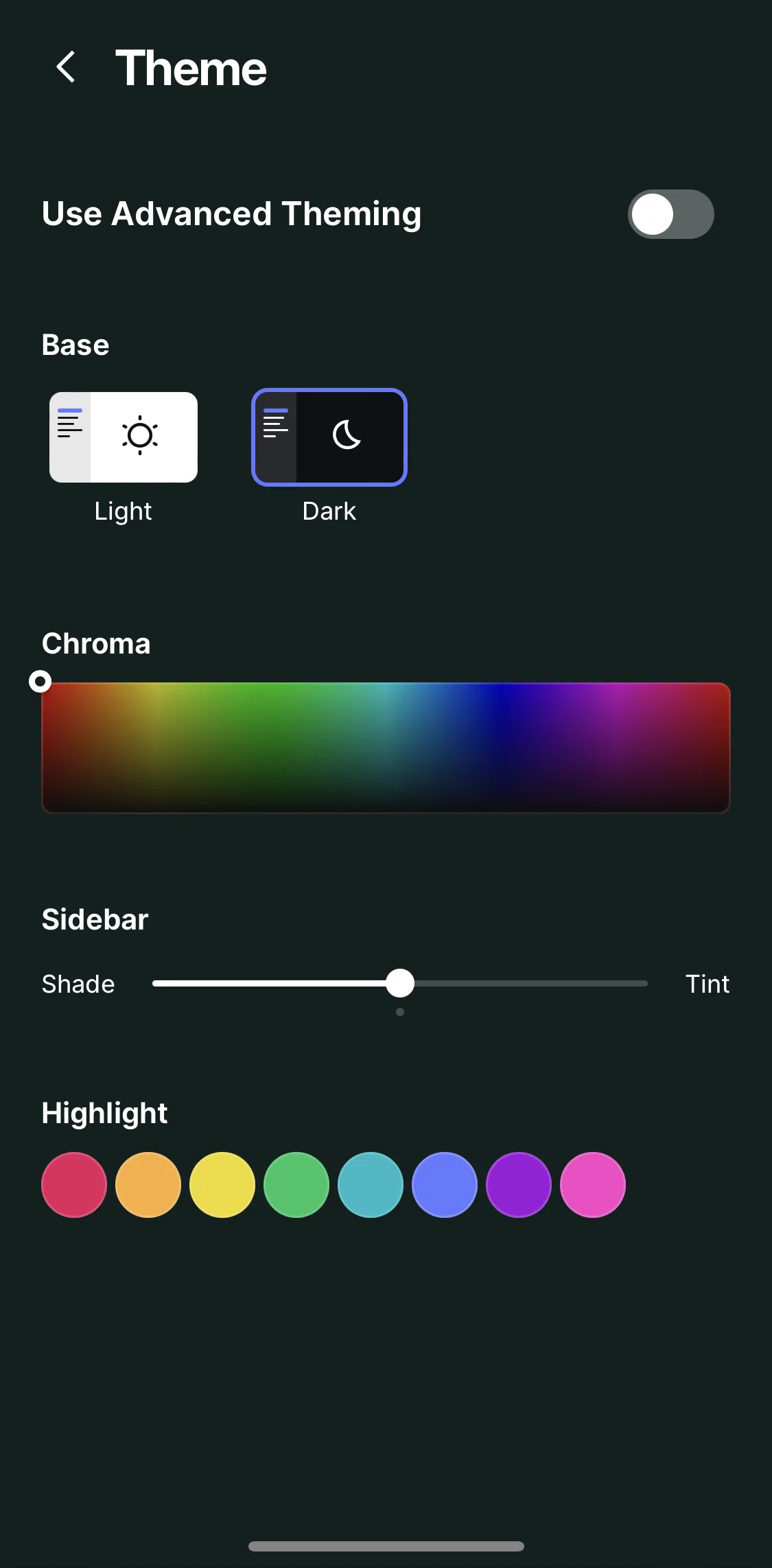 Clover Screen screen in the Switching to dark mode flow