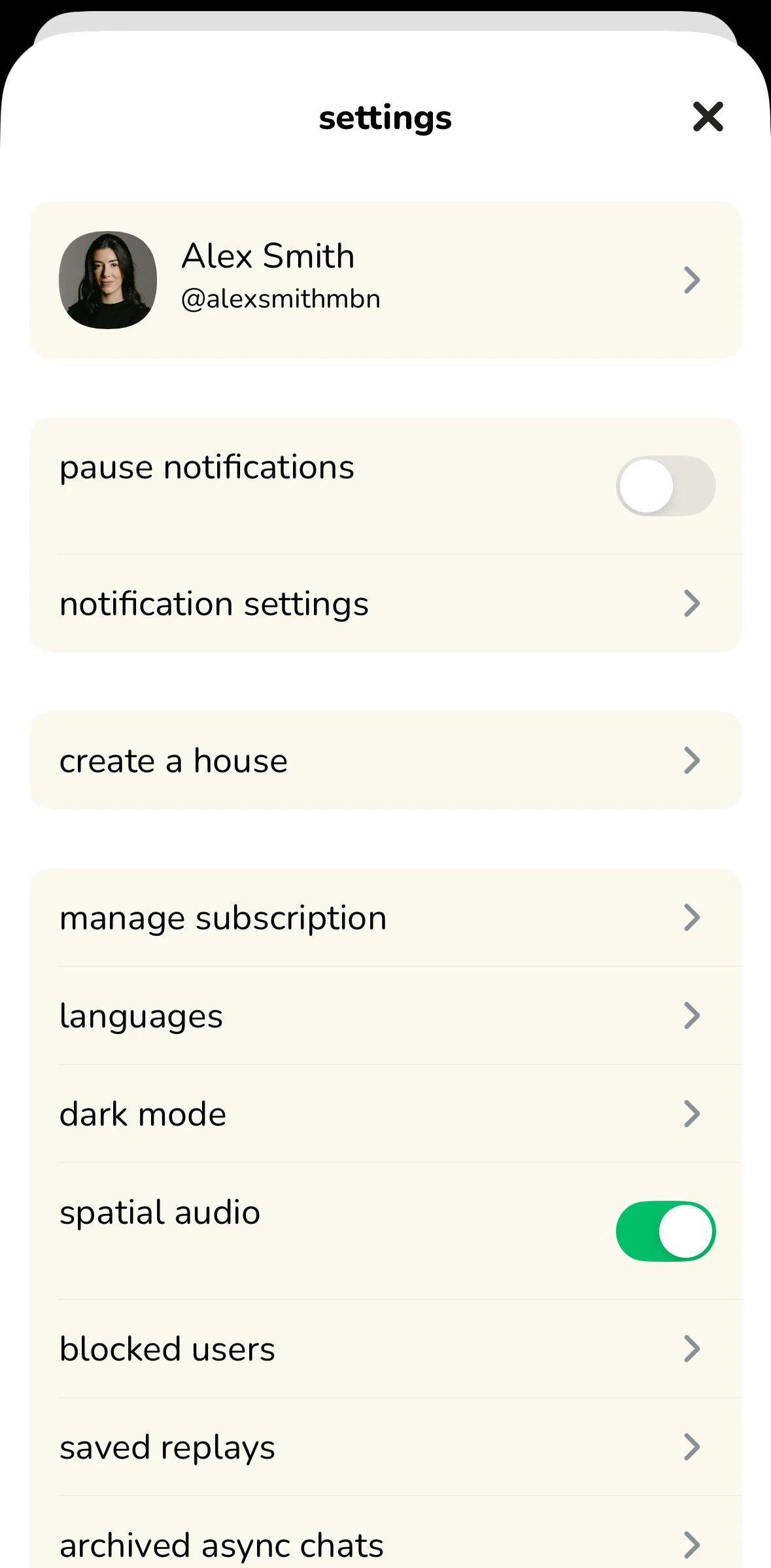 Clubhouse Screen screen in the Account flow