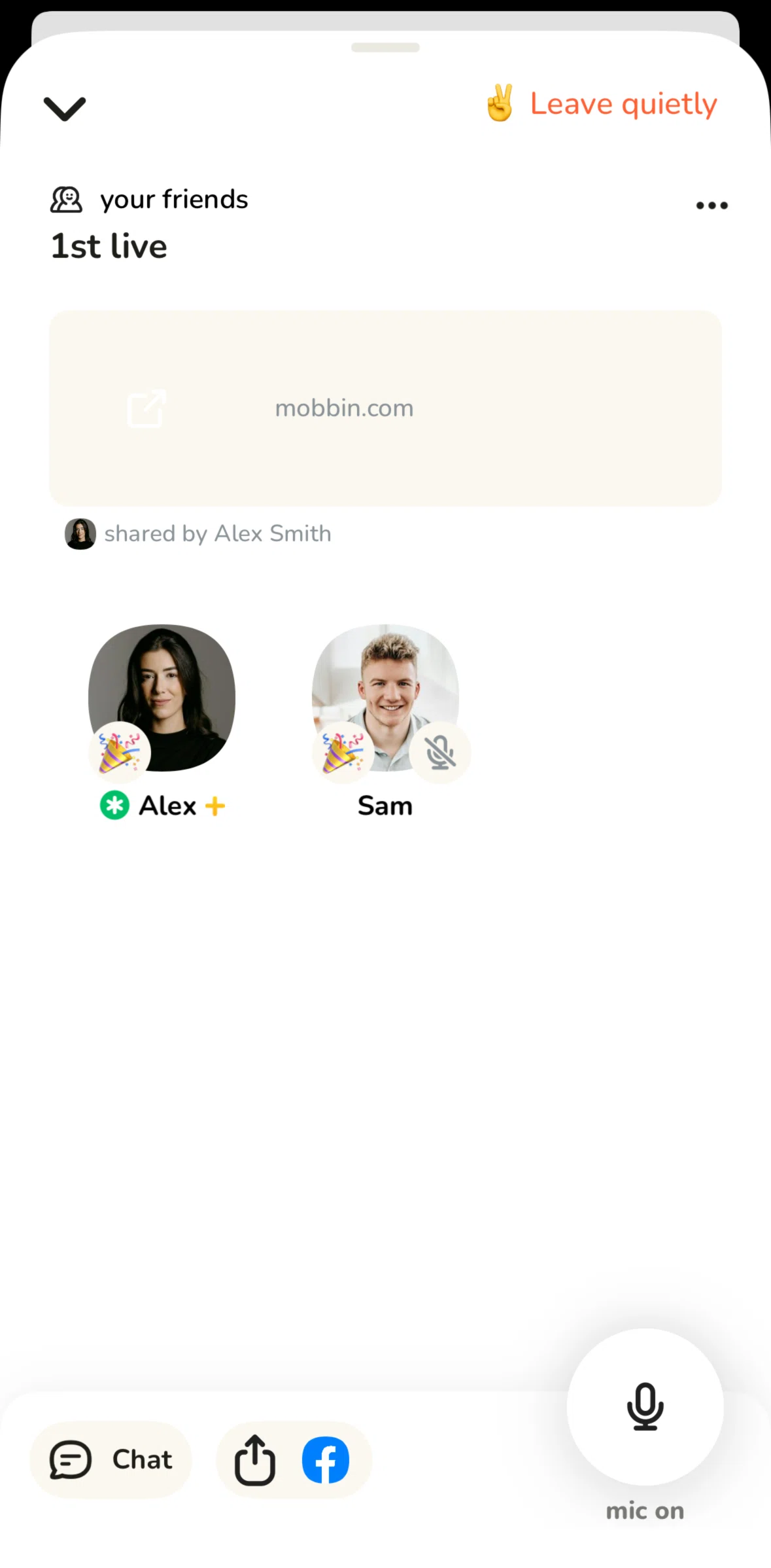 Clubhouse Screen screen in the Removing an audience from live flow