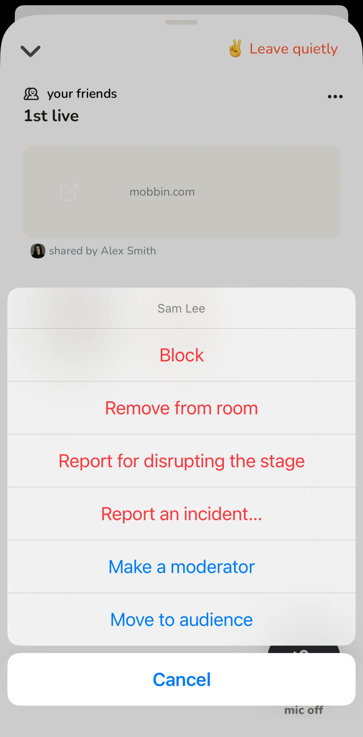 Clubhouse Screen screen in the Reporting an incident flow