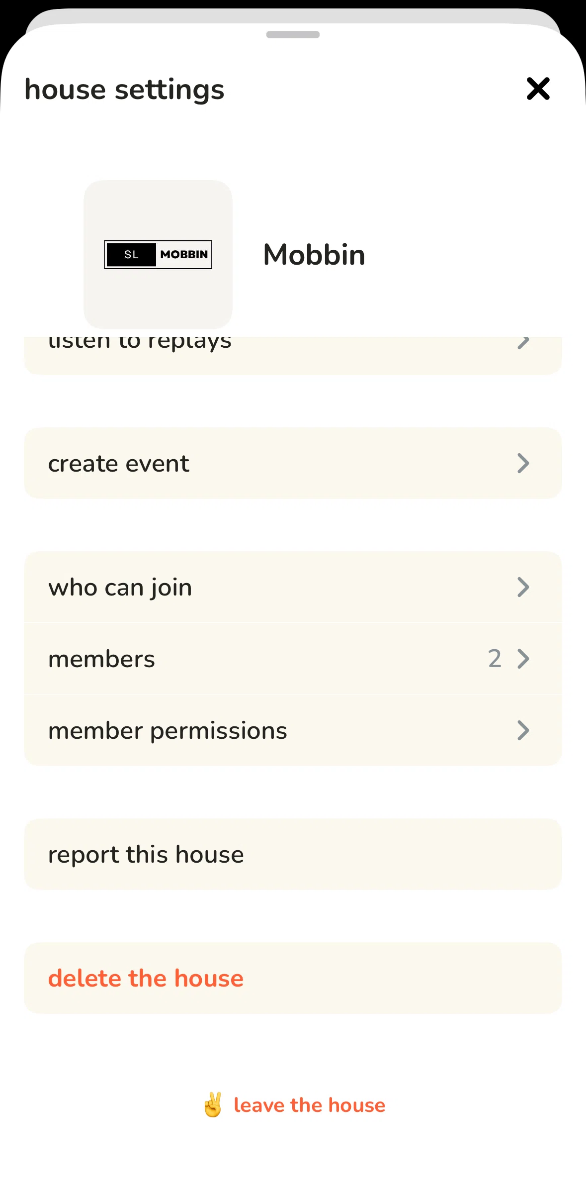 Clubhouse Screen screen in the Updating member permissions flow