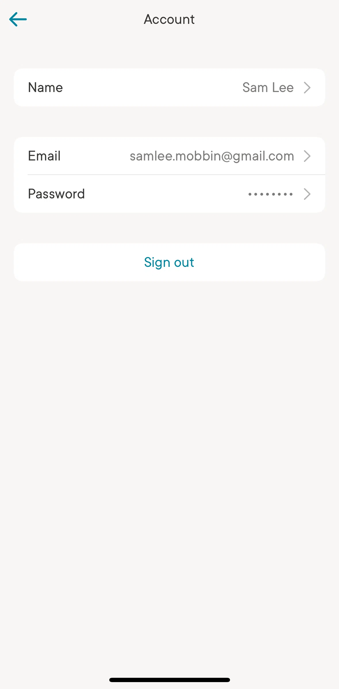 Clue Screen screen in the Changing password flow