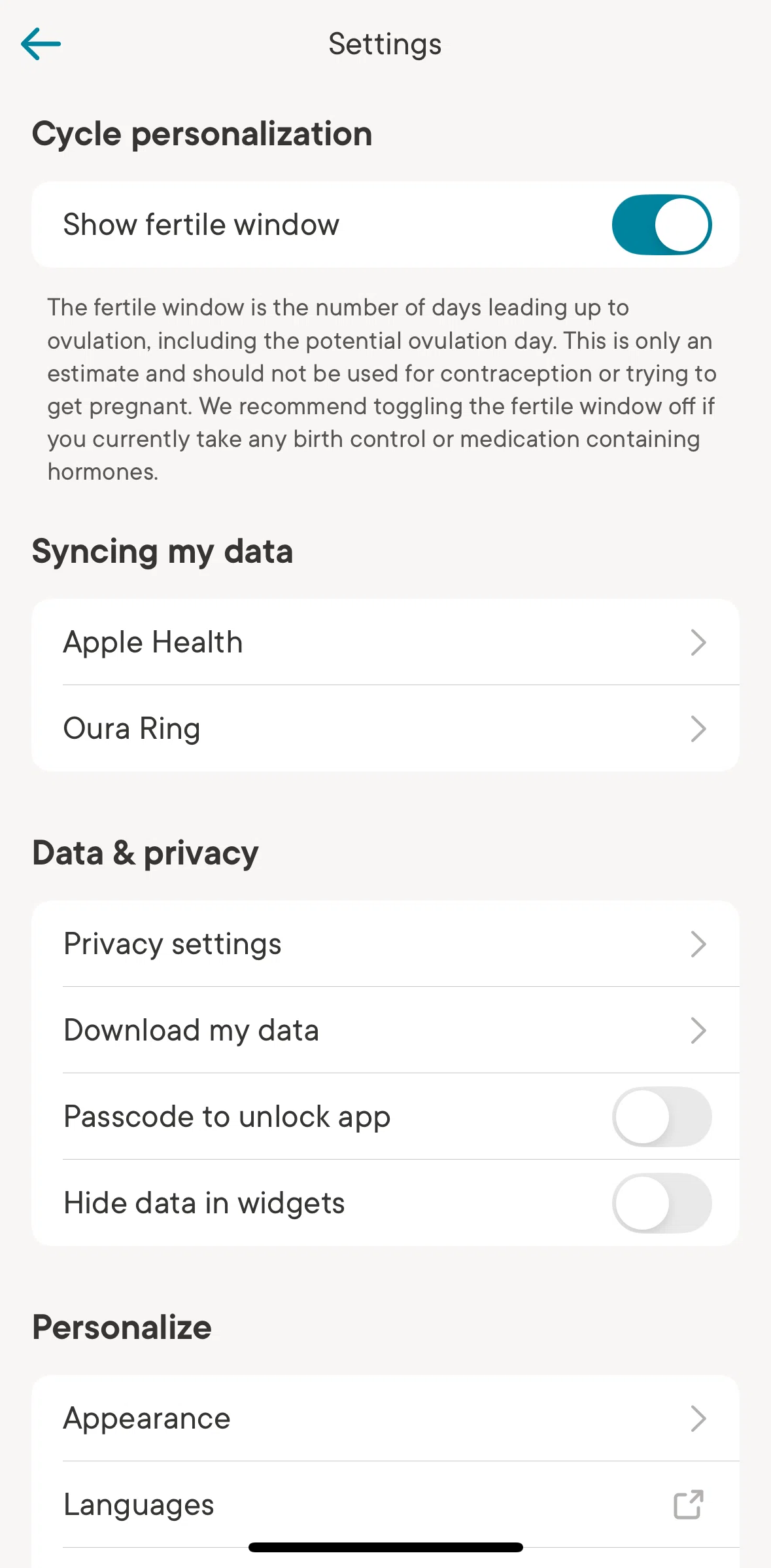 Clue Screen screen in the Changing privacy settings flow
