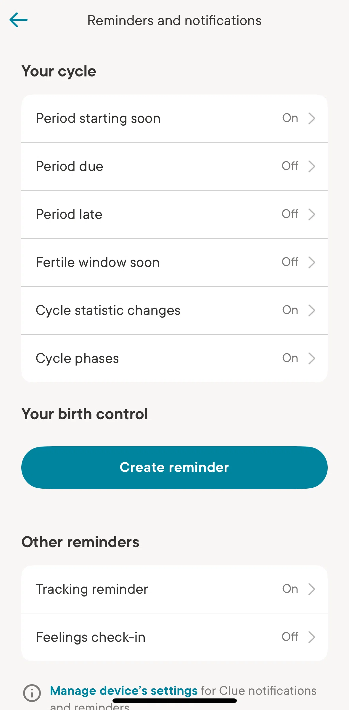 Clue Screen screen in the Creating a reminder flow
