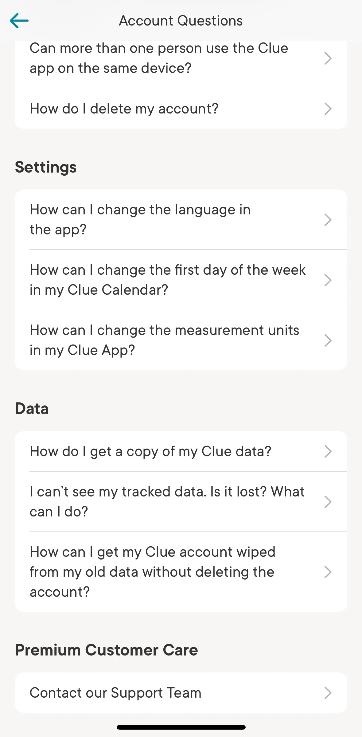 Clue Screen screen in the Deleting an account flow